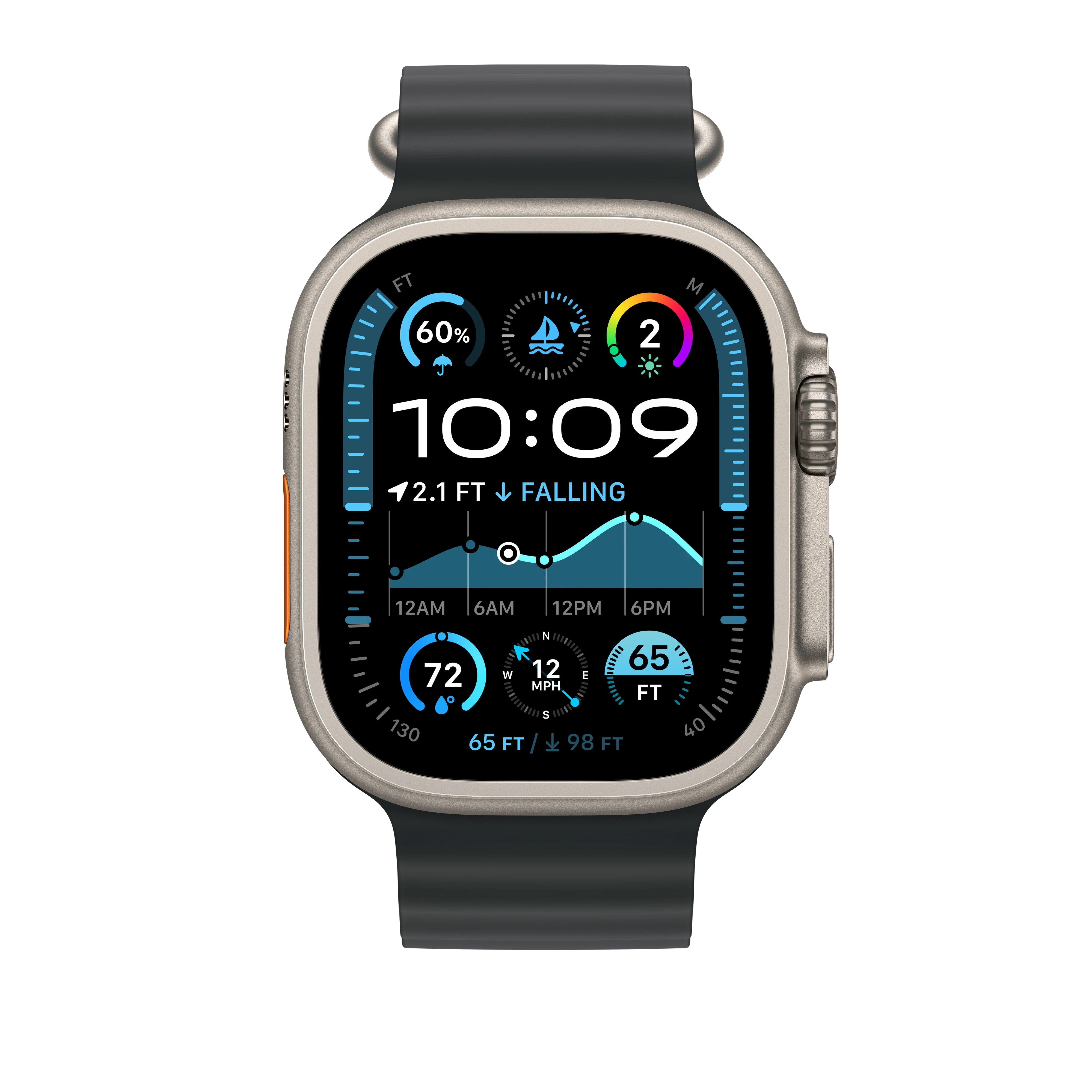 Ocean-bandje - Zwart (49 mm) - Naturel titanium - Image 3