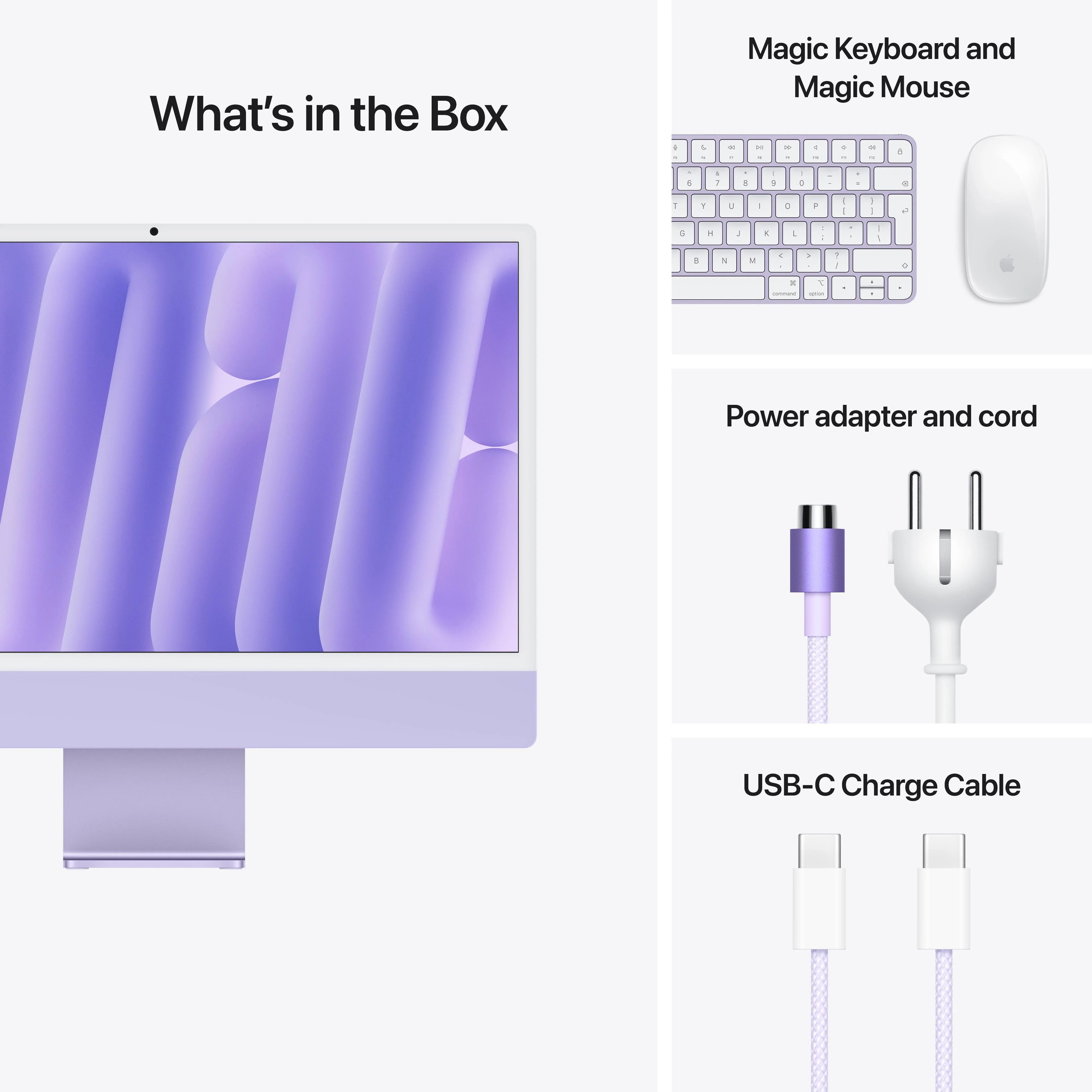 CTO 24-inch iMac met Retina 4,5K‑display: Apple M4-chip met 8‑core CPU en 8‑core GPU, 16 GB, 256 GB, Magic Keyboard met Touch ID en numeriek toetsenblok - Paars (Azerty FR) - Image 9
