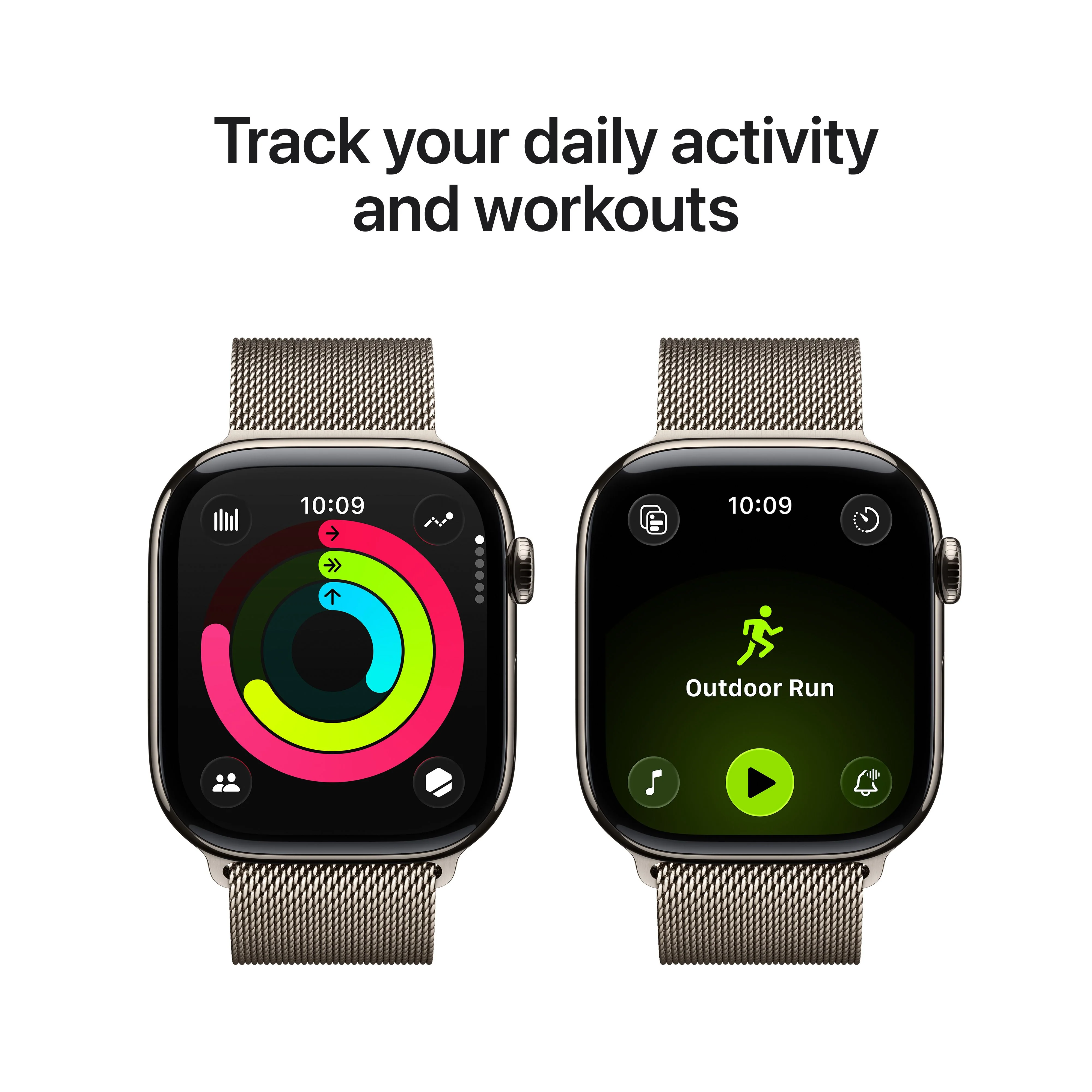 Apple Watch Series 11 (GPS + Cellular) • 46‑mm kast van naturel titanium • Naturel Milanees bandje - S/M - Image 4