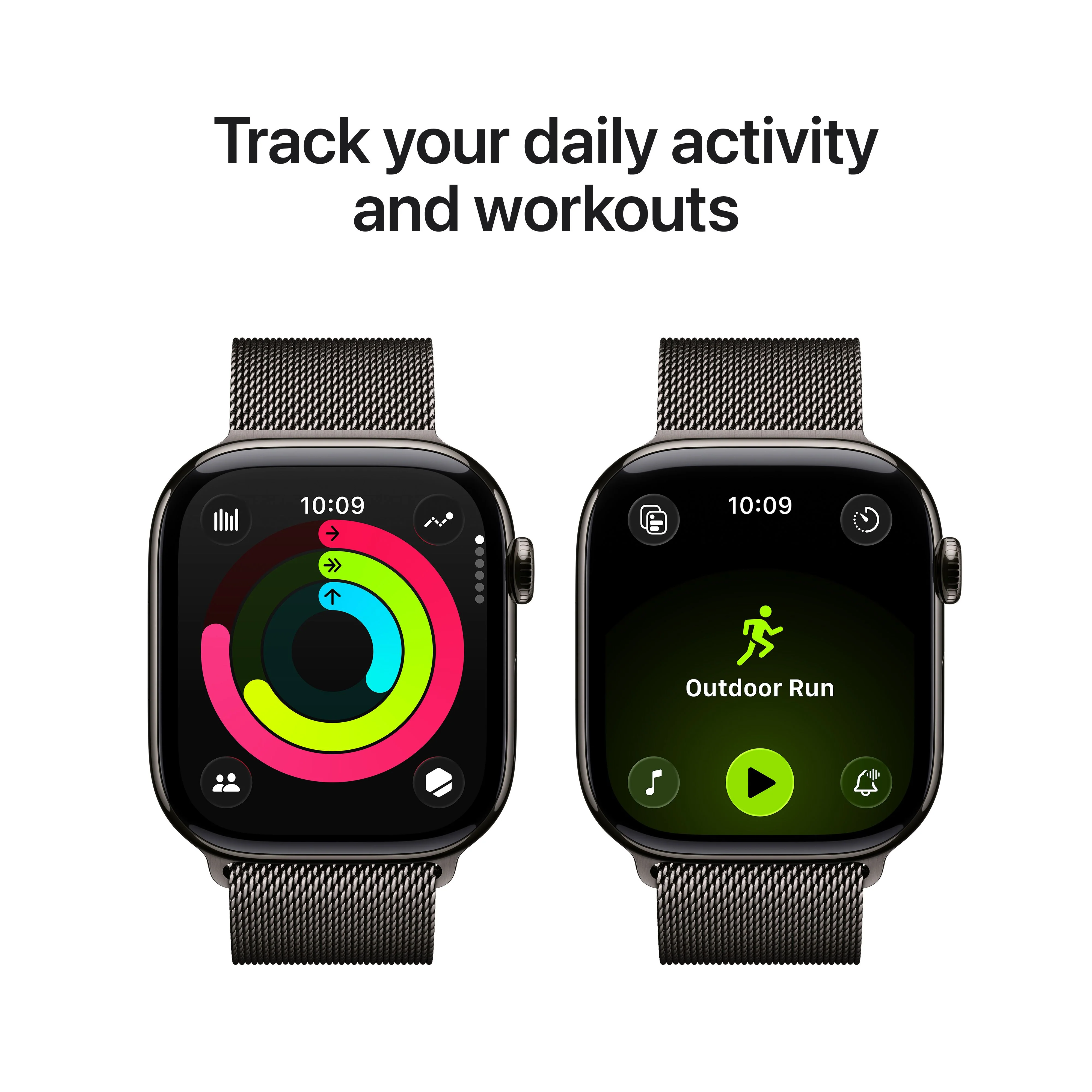 Apple Watch Series 11 (GPS + Cellular) • 46‑mm kast van leisteen titanium • Leisteen Milanees bandje - M/L - Image 4