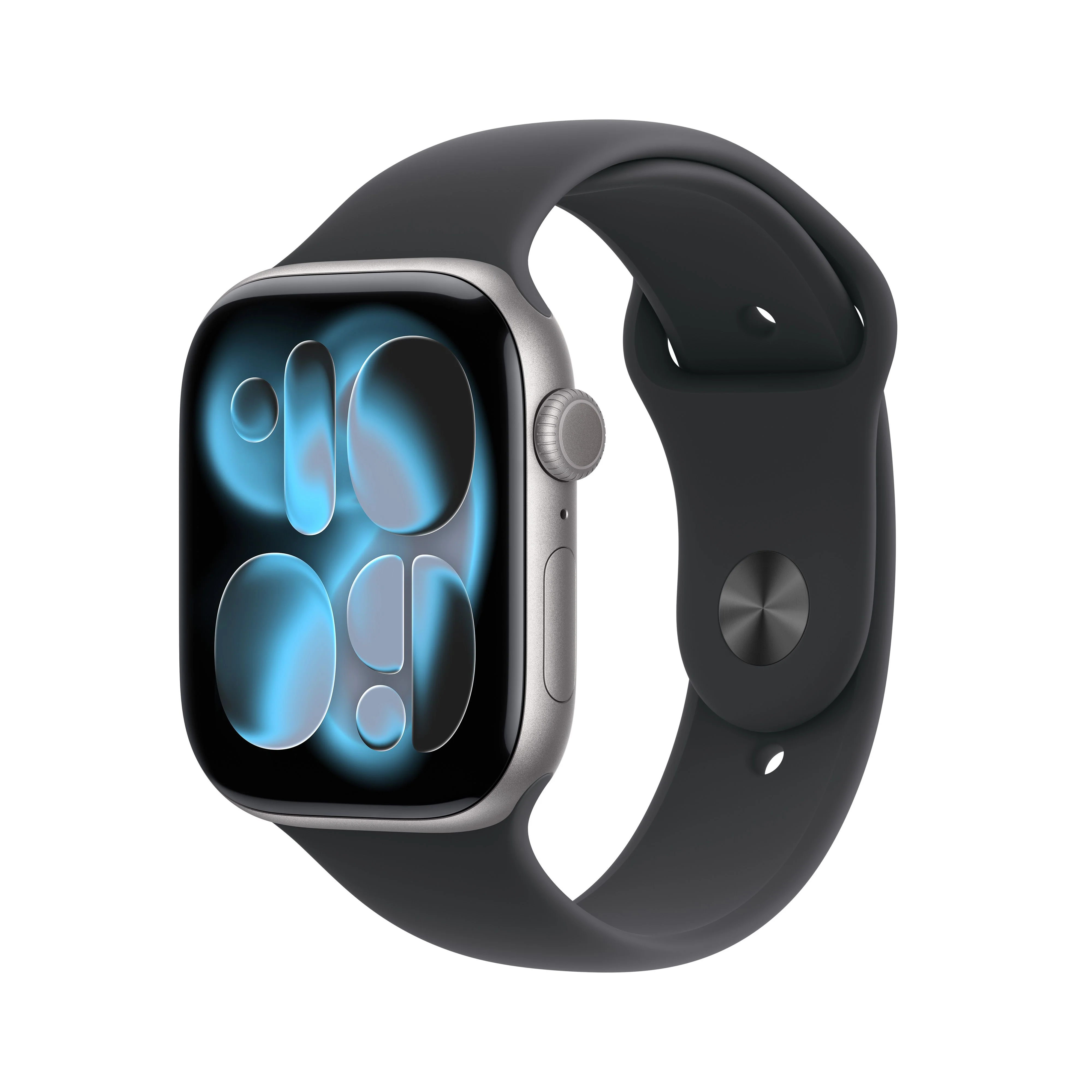 Apple Watch Series 11 (GPS) • 46‑mm kast van spacegrijs aluminium • Zwart sportbandje - S/M