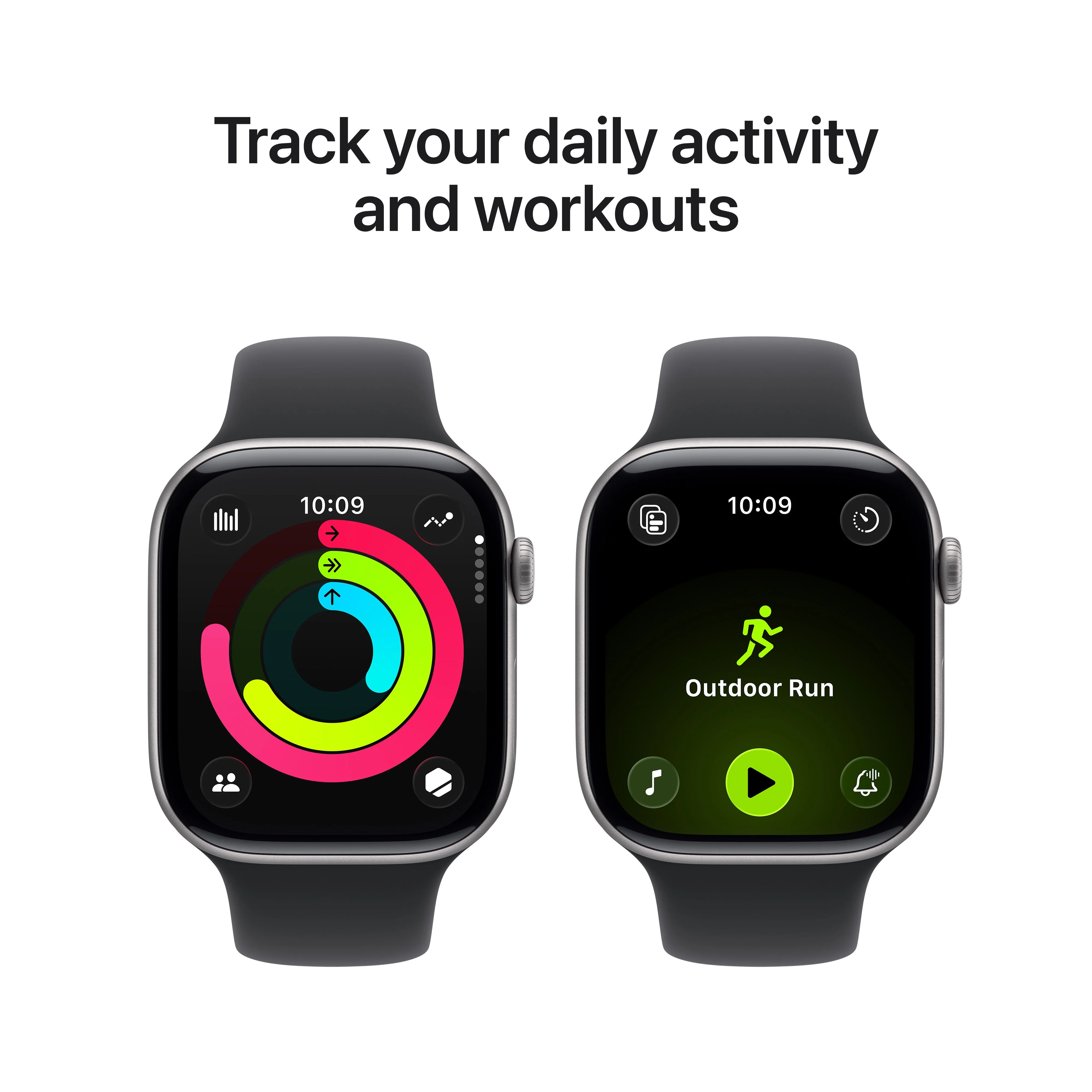 Apple Watch Series 11 (GPS) • 46‑mm kast van spacegrijs aluminium • Zwart sportbandje - S/M - Image 4