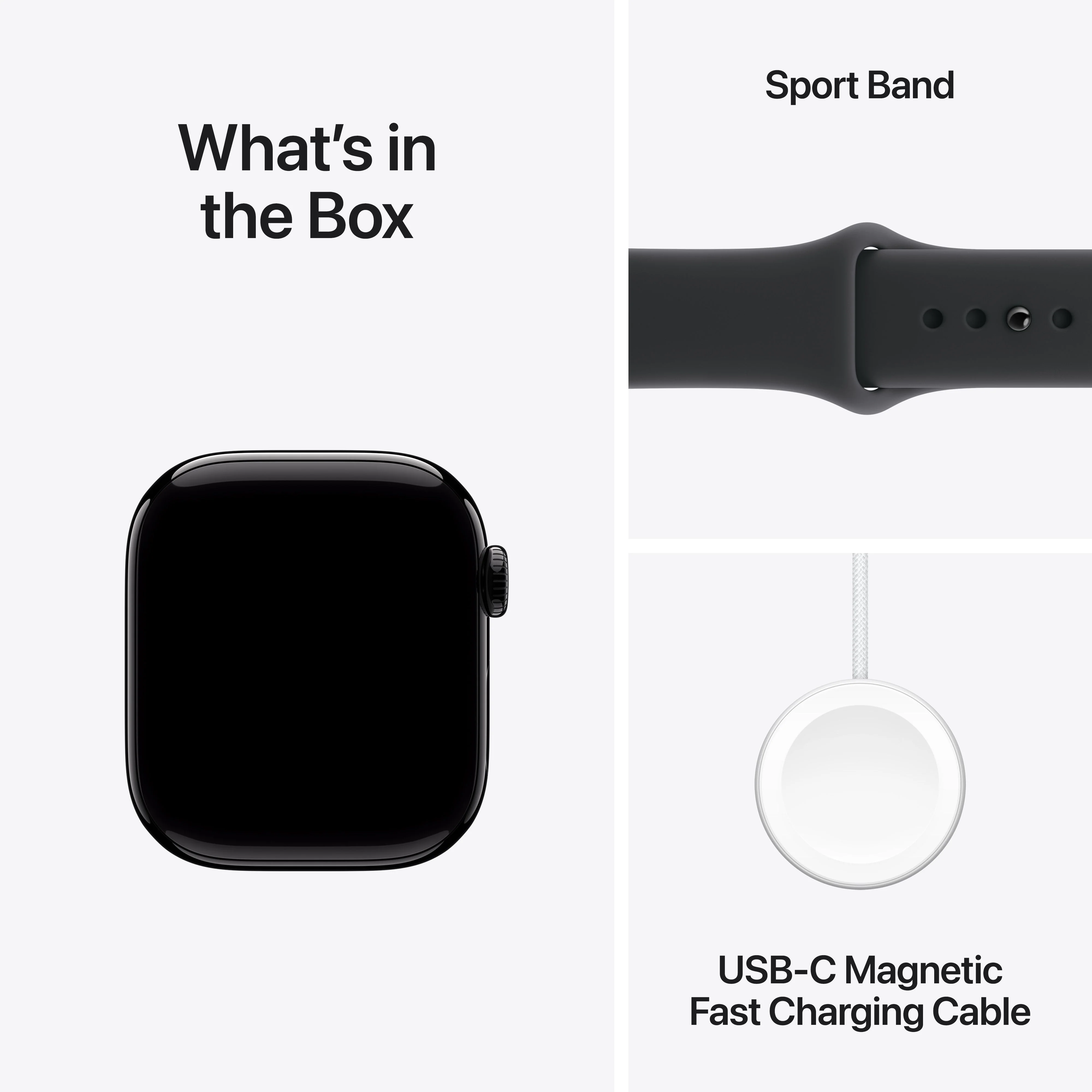 Apple Watch Series 11 (GPS + Cellular) • 42‑mm kast van gitzwart aluminium • Zwart sportbandje - S/M - Image 8