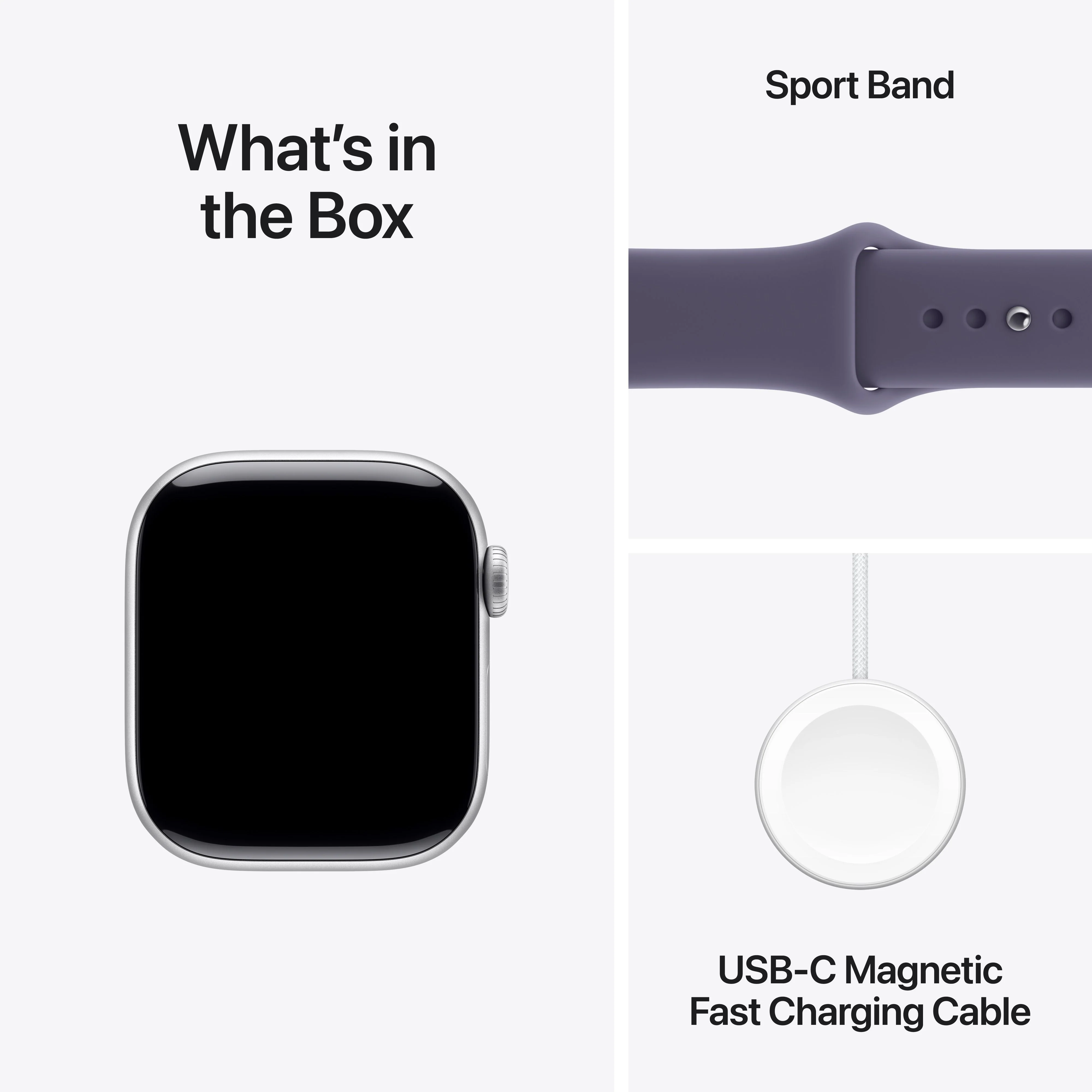 Apple Watch Series 11 (GPS + Cellular) • 42‑mm kast van zilverkleurig aluminium • Zachtpaars sportbandje - M/L - Image 8