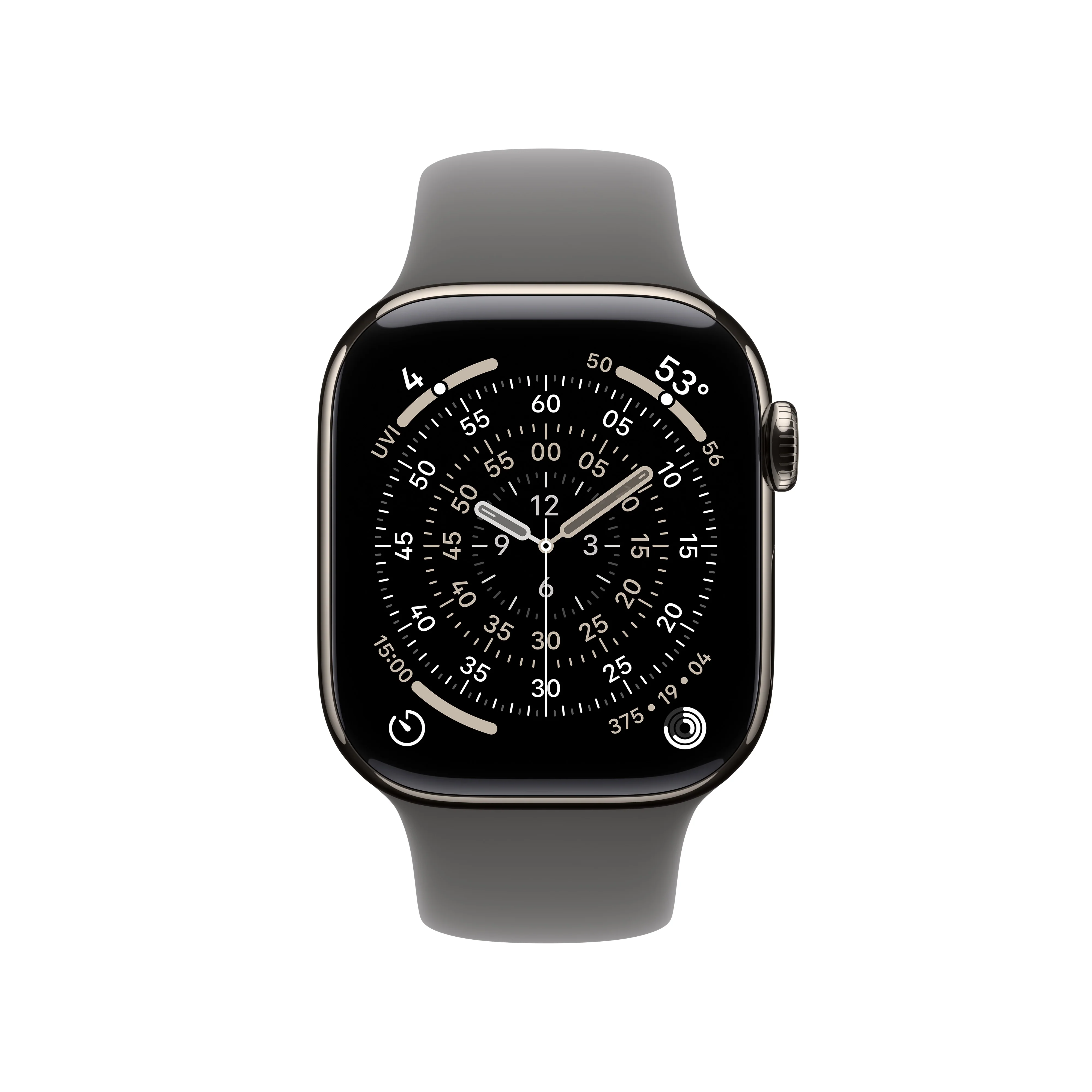 Apple Watch Series 11 (GPS + Cellular) • 42‑mm kast van naturel titanium • Rotsgrijs sportbandje - S/M - Image 2