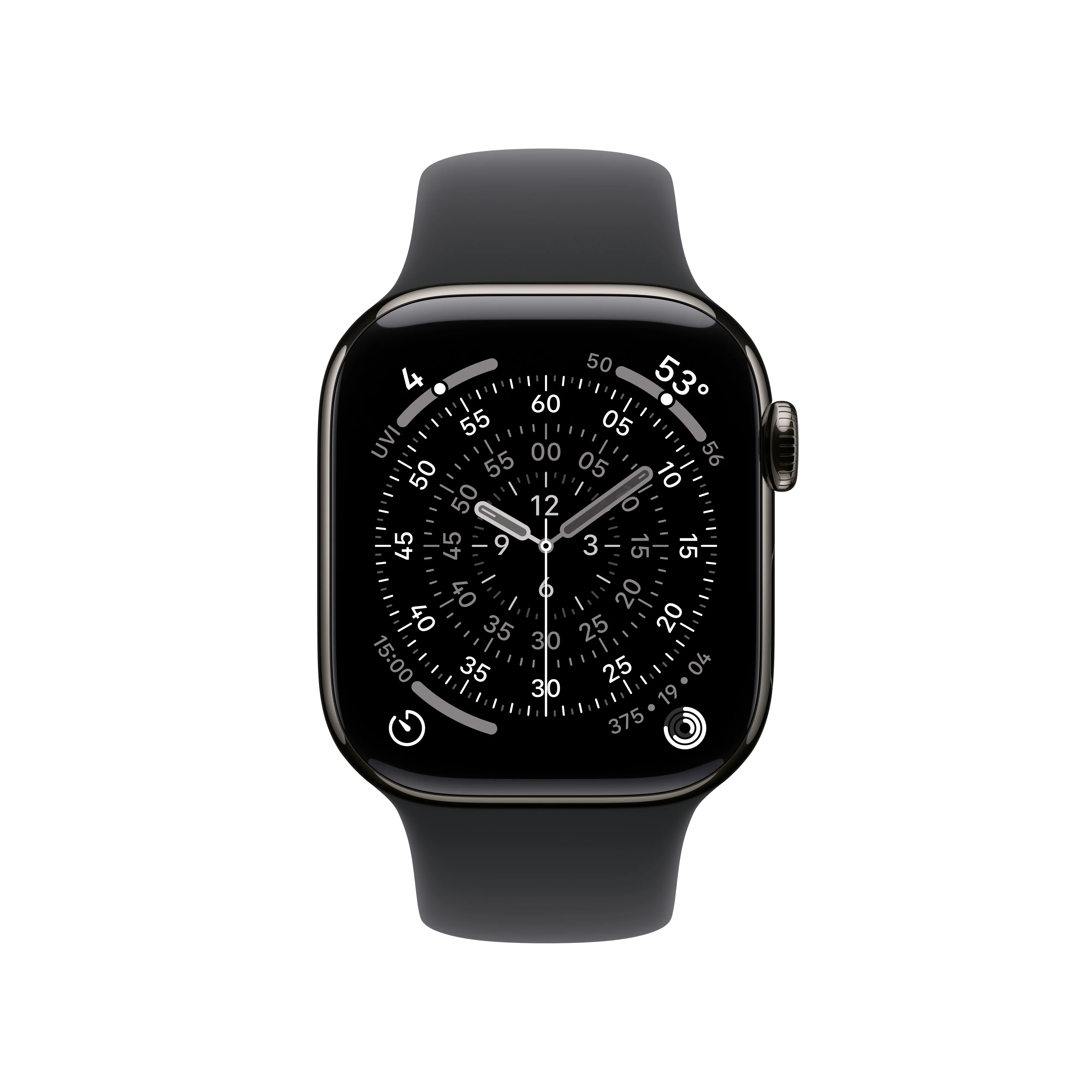 Apple Watch Series 11 (GPS + Cellular) • 42‑mm kast van leisteen titanium • Zwart sportbandje - M/L - Image 2