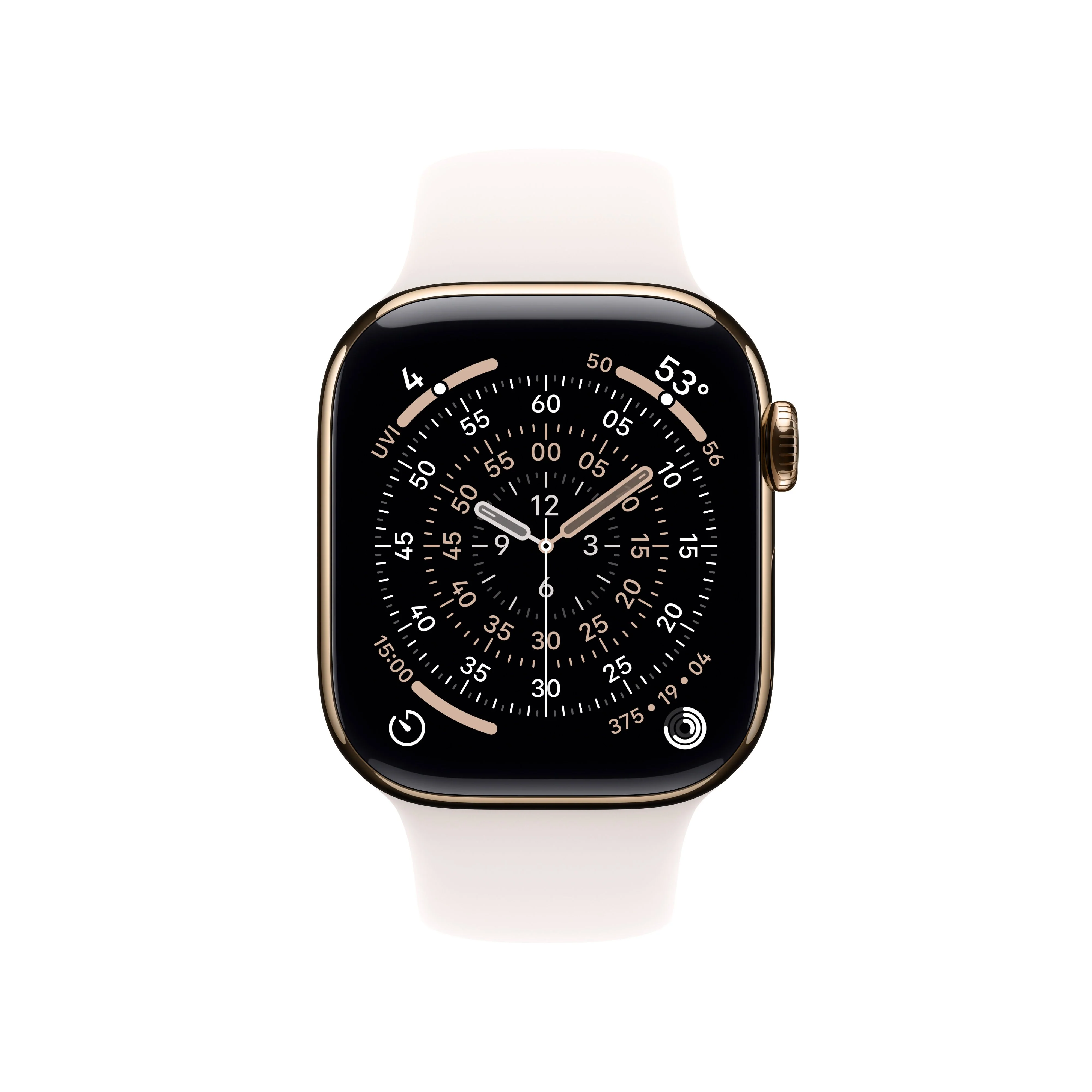 Apple Watch Series 11 (GPS + Cellular) • 42‑mm kast van goudkleurig titanium • Rosé sportbandje - M/L - Image 2