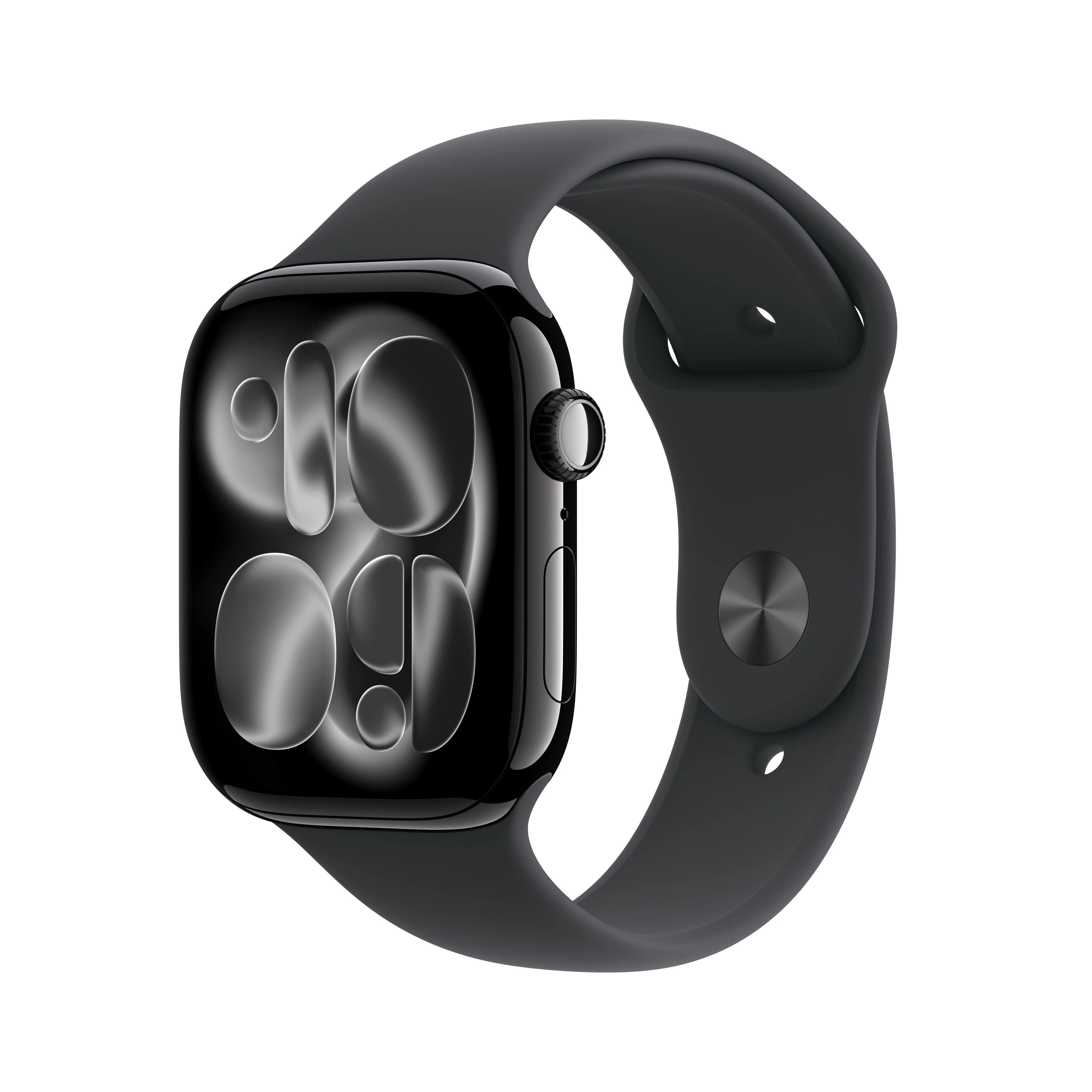 Apple Watch Series 11 (GPS + Cellular) • 46‑mm kast van gitzwart aluminium • Zwart sportbandje - M/L