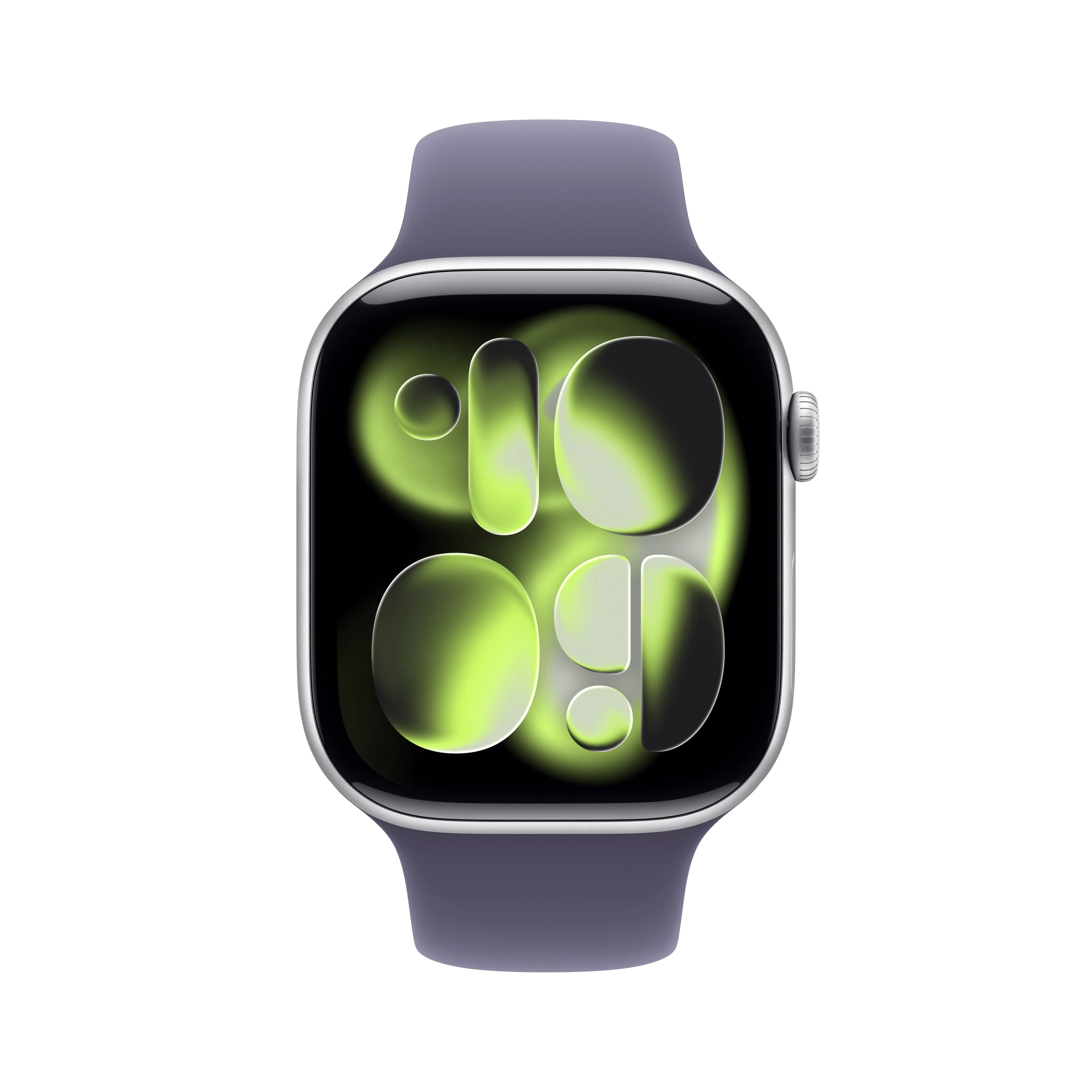 Apple Watch Series 11 (GPS + Cellular) • 46‑mm kast van zilverkleurig aluminium • Zachtpaars sportbandje - S/M - Image 2