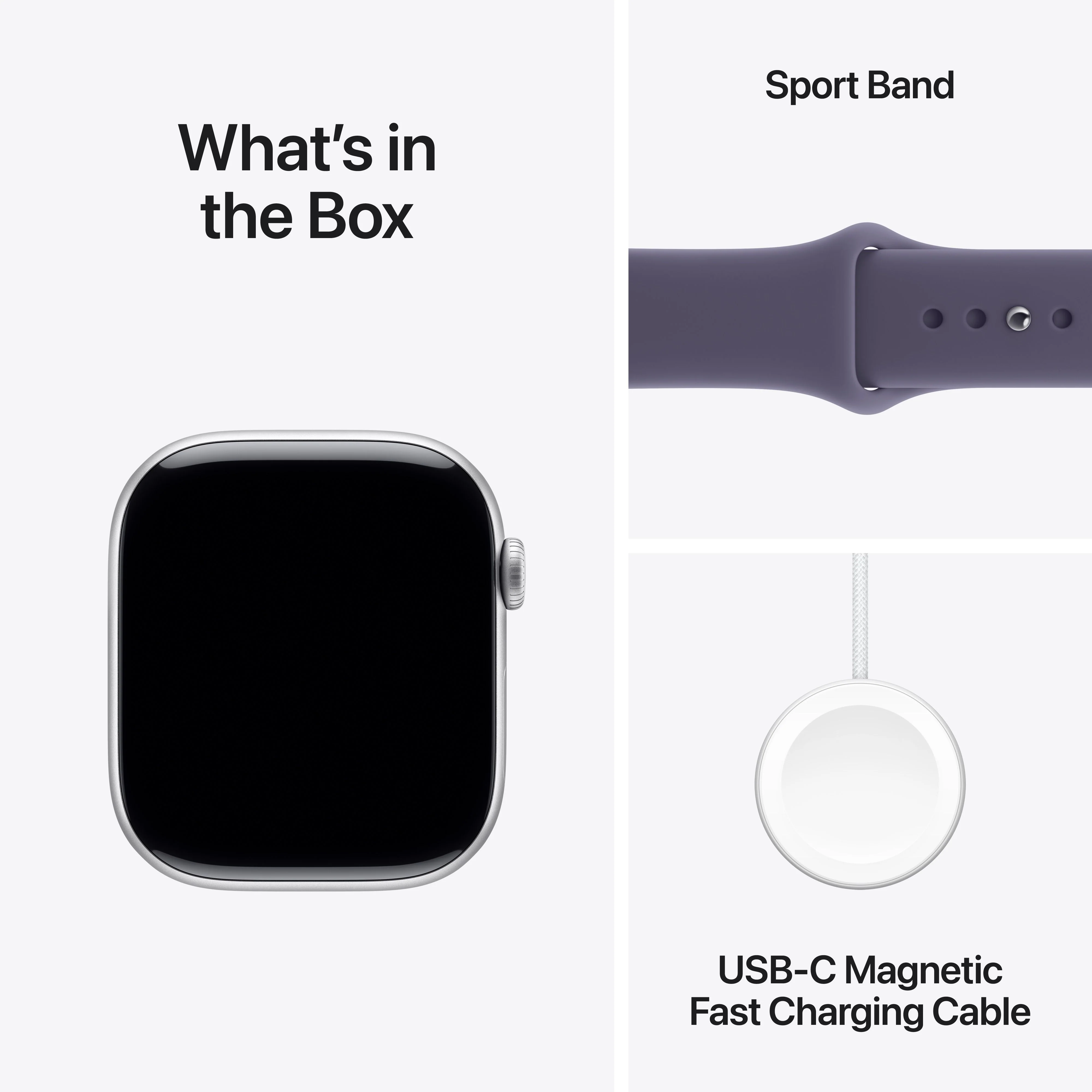 Apple Watch Series 11 (GPS + Cellular) • 46‑mm kast van zilverkleurig aluminium • Zachtpaars sportbandje - S/M - Image 8