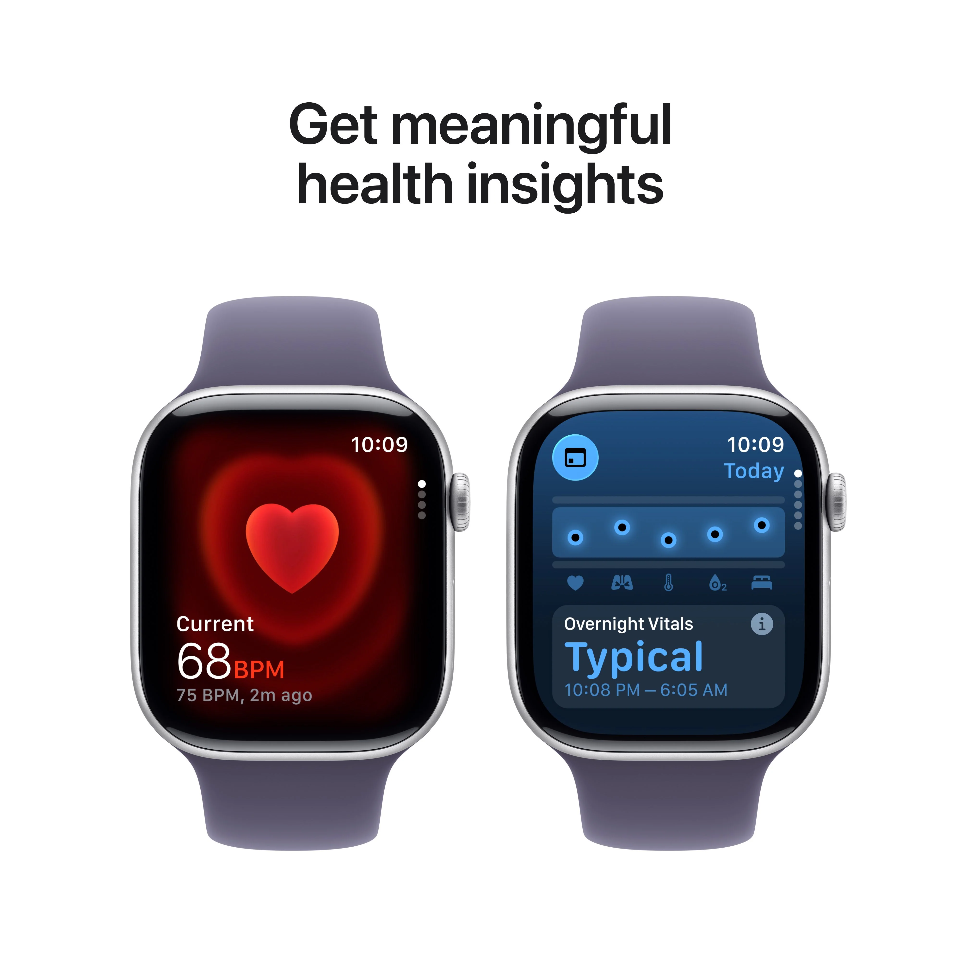 Apple Watch Series 11 (GPS + Cellular) • 46‑mm kast van zilverkleurig aluminium • Zachtpaars sportbandje - M/L - Image 5