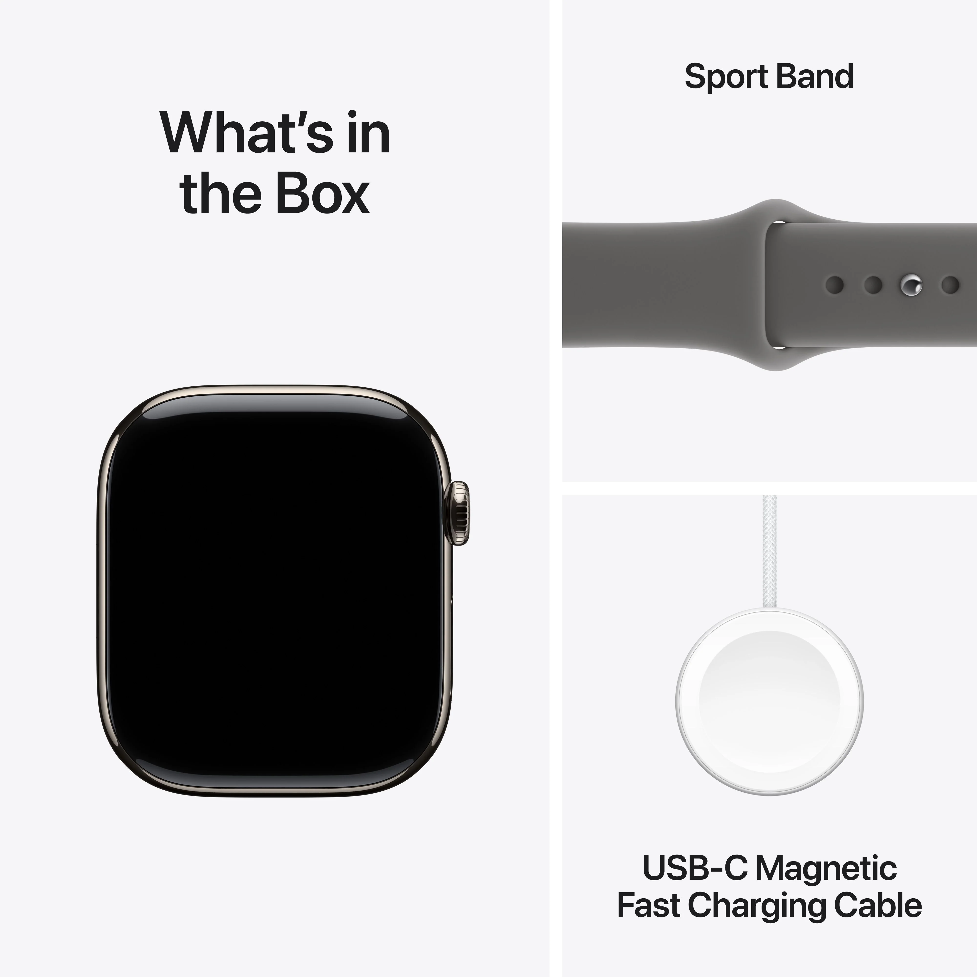 Apple Watch Series 11 (GPS + Cellular) • 46‑mm kast van naturel titanium • Rotsgrijs sportbandje - S/M - Image 8