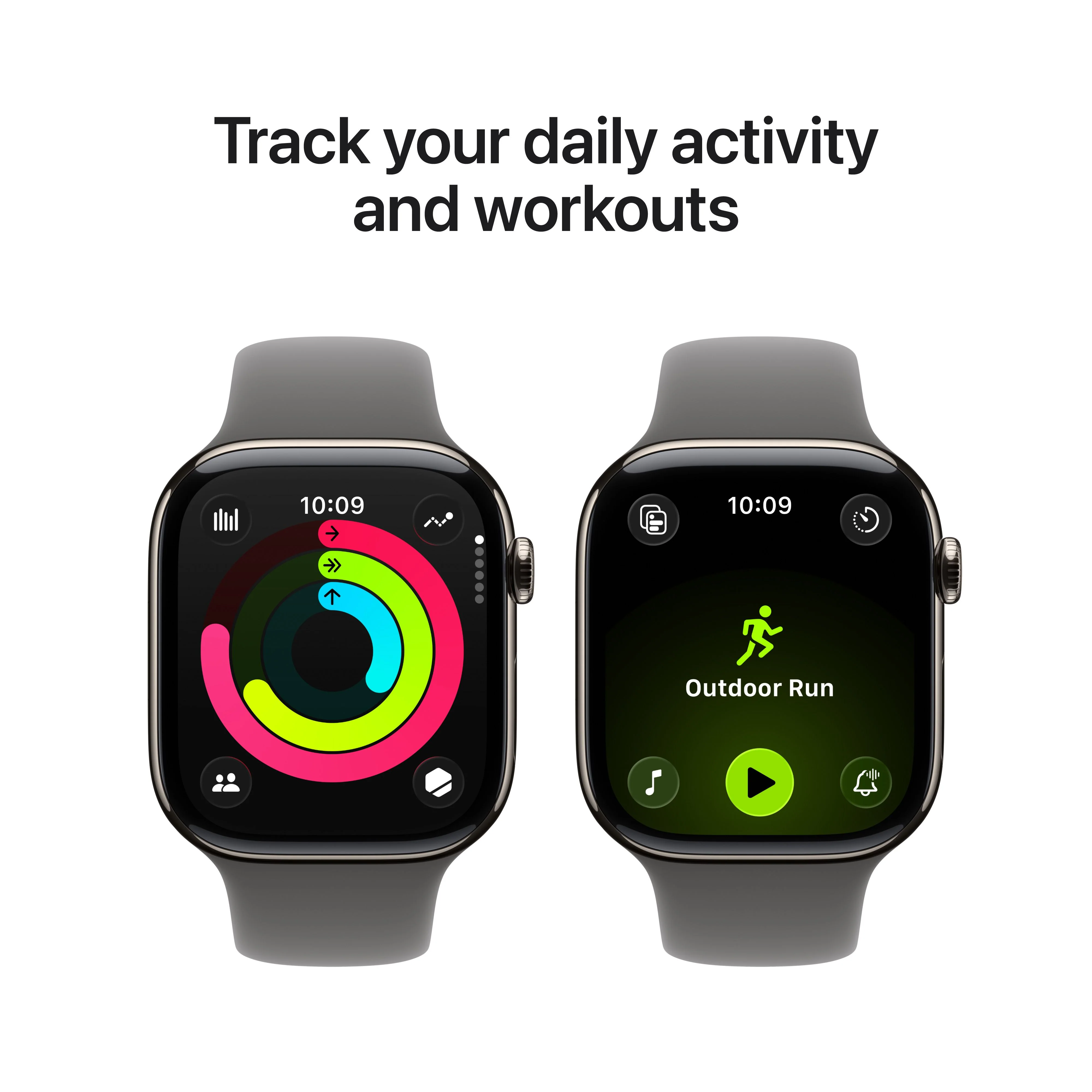 Apple Watch Series 11 (GPS + Cellular) • 46‑mm kast van naturel titanium • Rotsgrijs sportbandje - M/L - Image 4