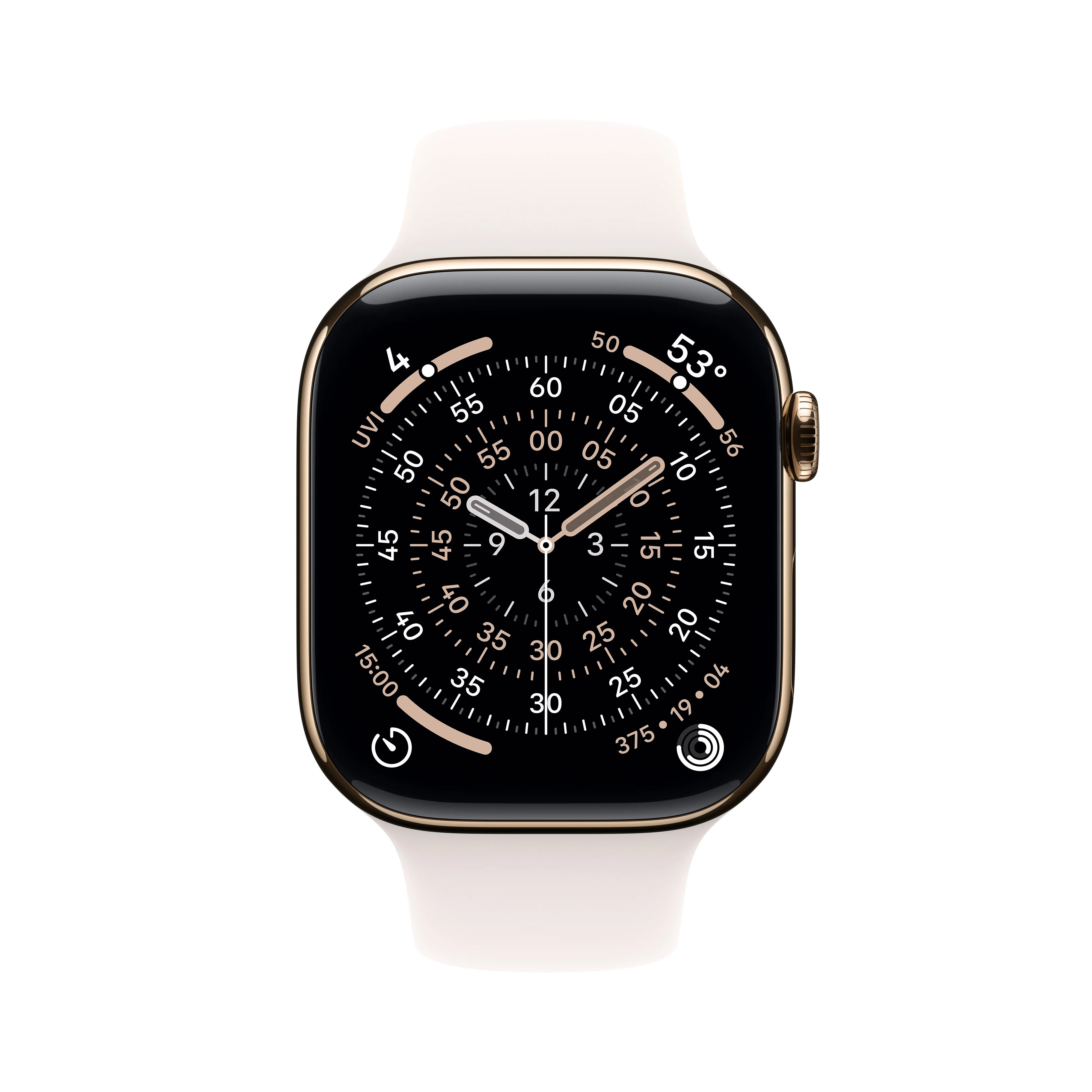 Apple Watch Series 11 (GPS + Cellular) • 46‑mm kast van goudkleurig titanium • Rosé sportbandje - S/M - Image 2