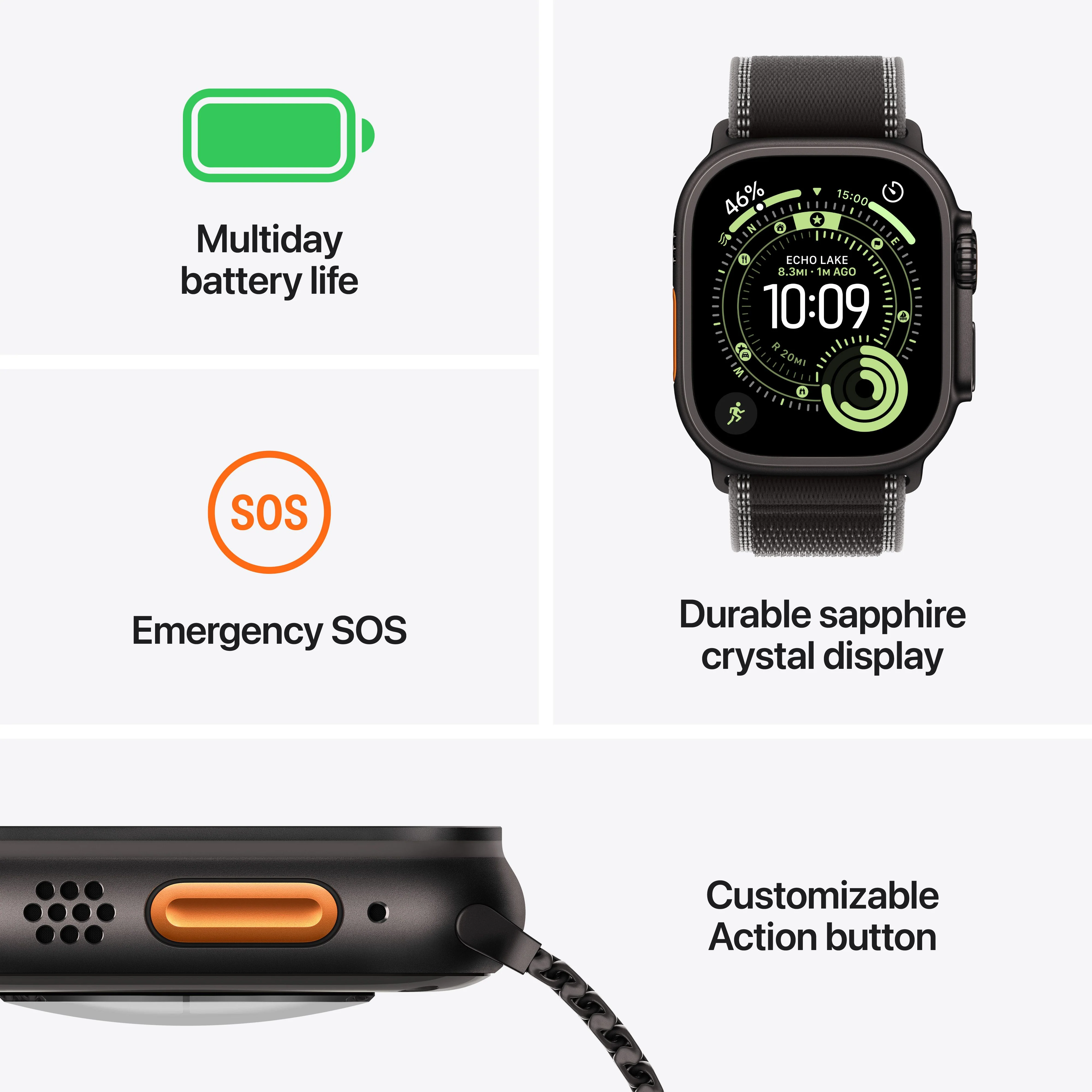 Apple Watch Ultra 3 (GPS + Cellular) • 49-mm kast van zwart titanium • Milanees bandje van zwart titanium - S - Image 3