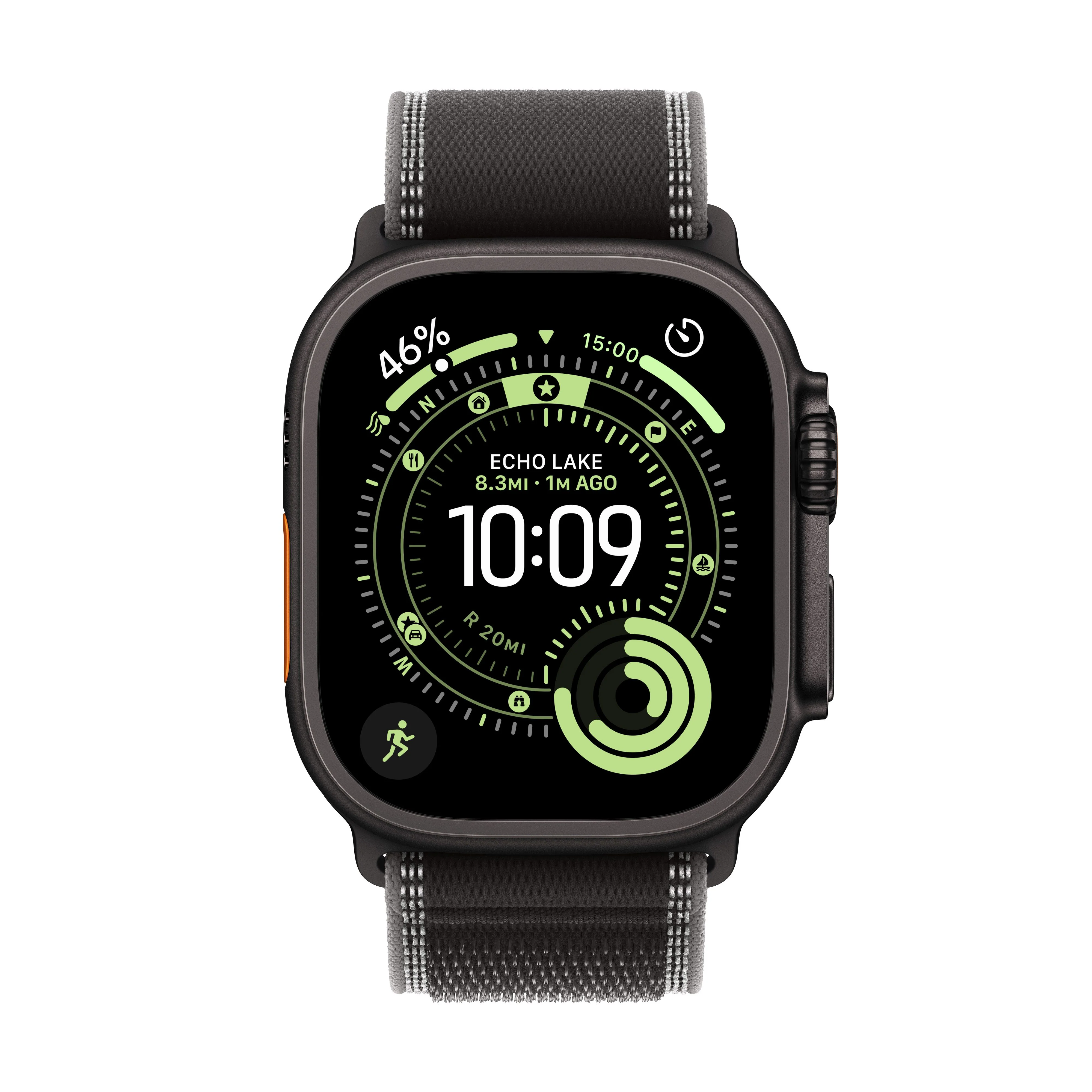 Apple Watch Ultra 3 (GPS + Cellular) • 49-mm kast van zwart titanium • Zwart/houtskool Trail‑bandje - M/L - Image 2
