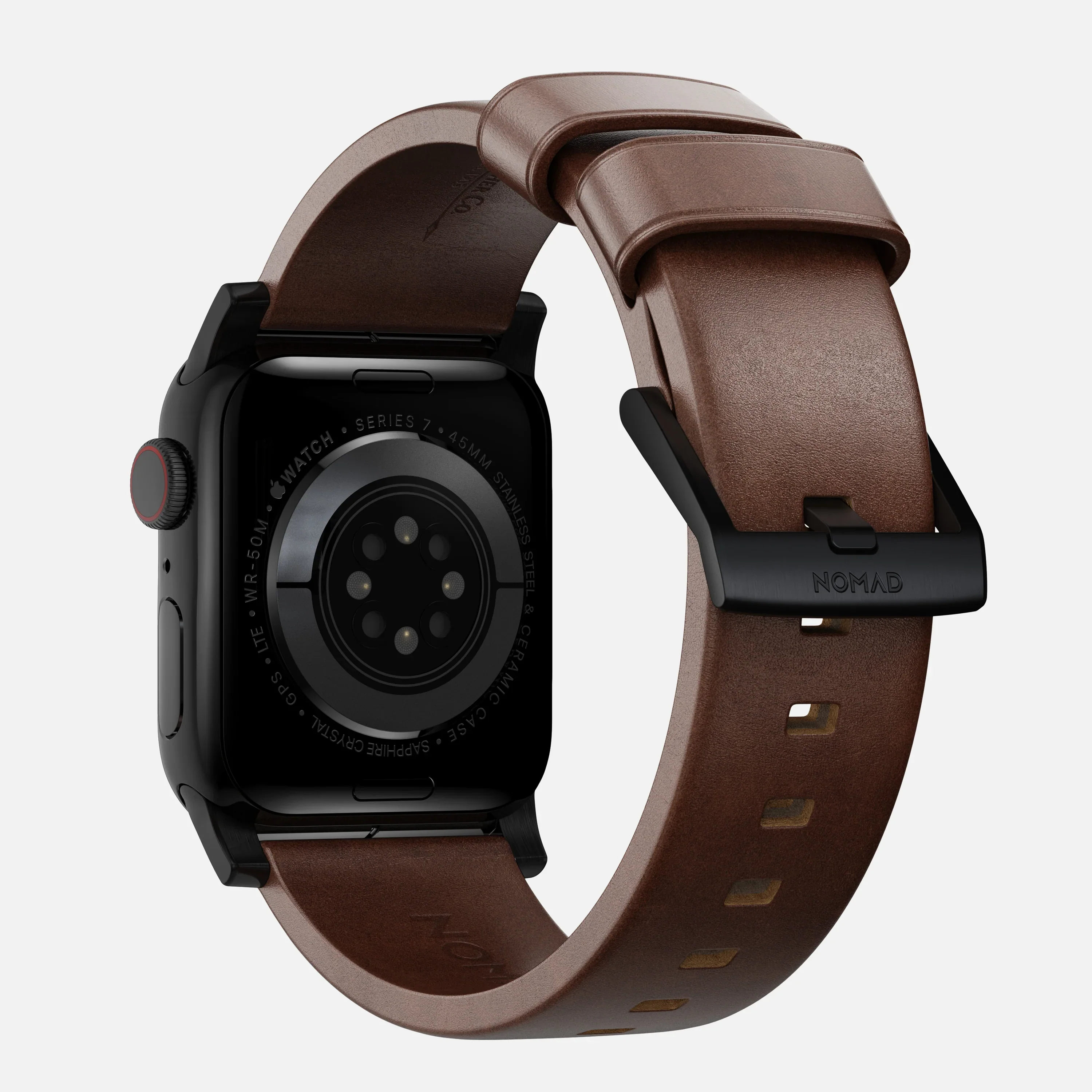 Nomad Bandje - Modern - 44/45/46/49 mm - Bruin - Zwarte Hardware
