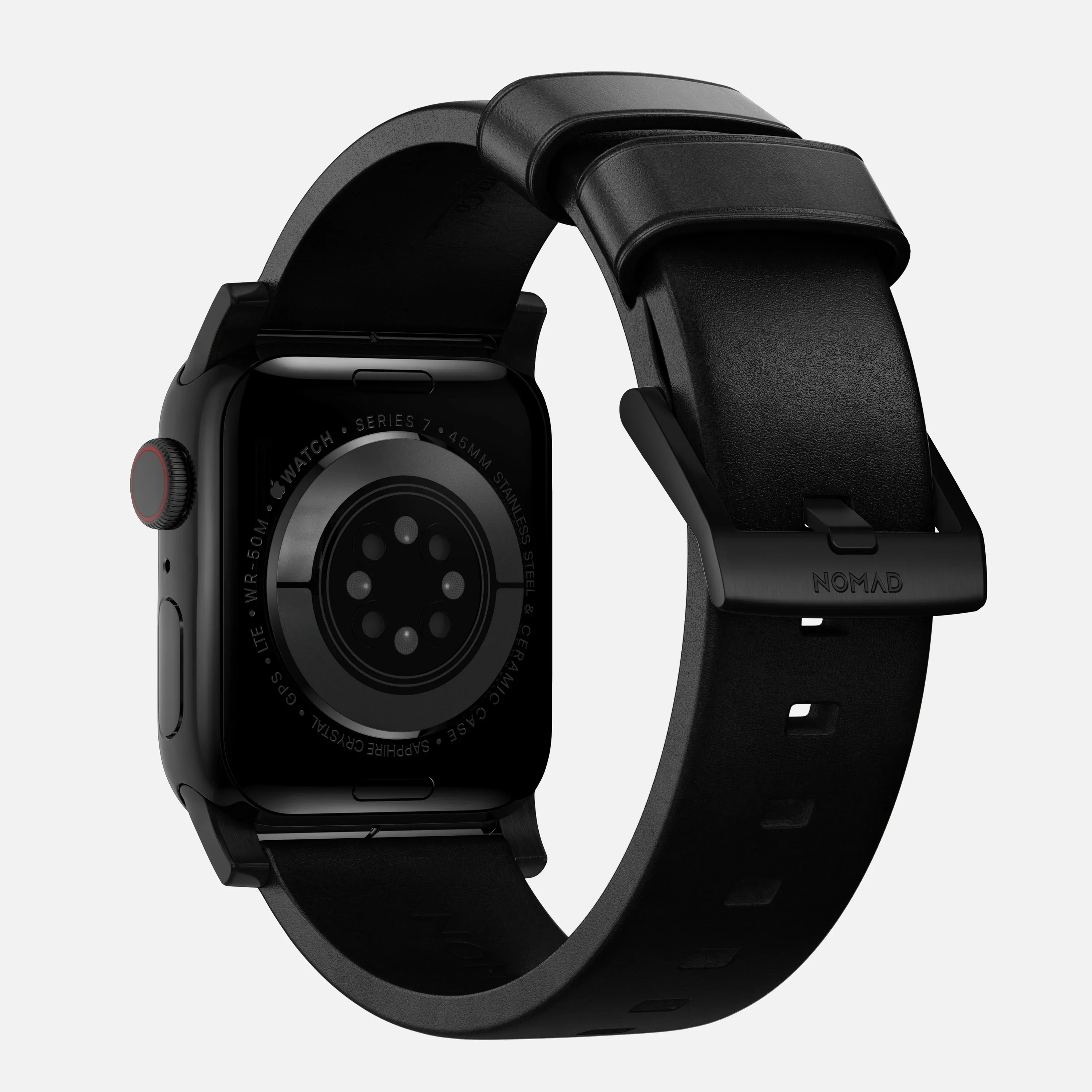 Nomad Bandje - Modern - 44/45/46/49 mm - Zwart - Zwarte Hardware