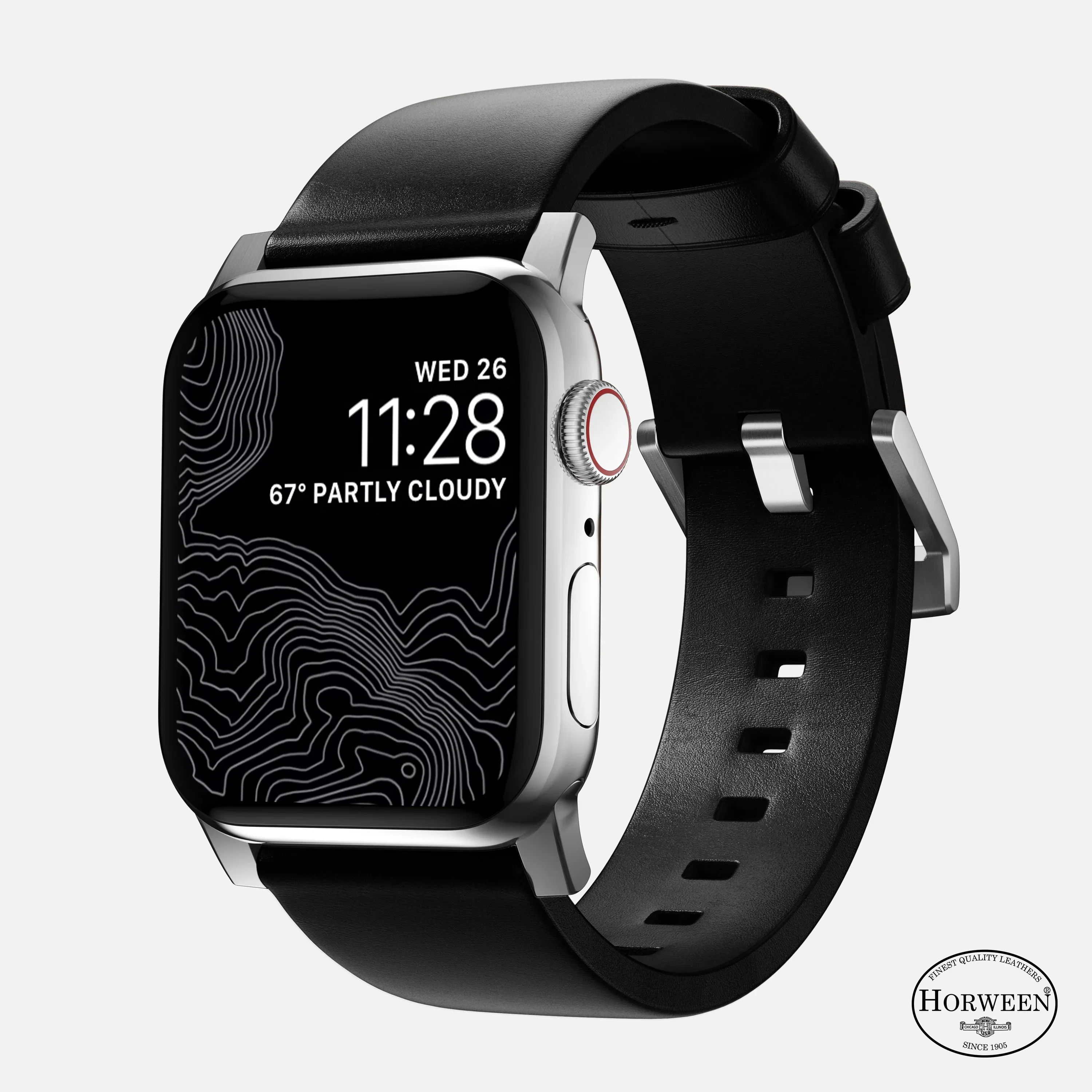 Nomad Bandje - Modern - 44/45/46/49 mm - Zwart - Zilveren Hardware - Image 2