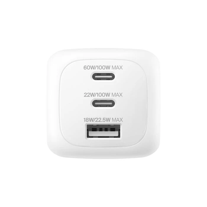 Belkin BoostCharge | 3-poorts GaN-wandlader (100 W) & reisadapterset - Wit - Image 2
