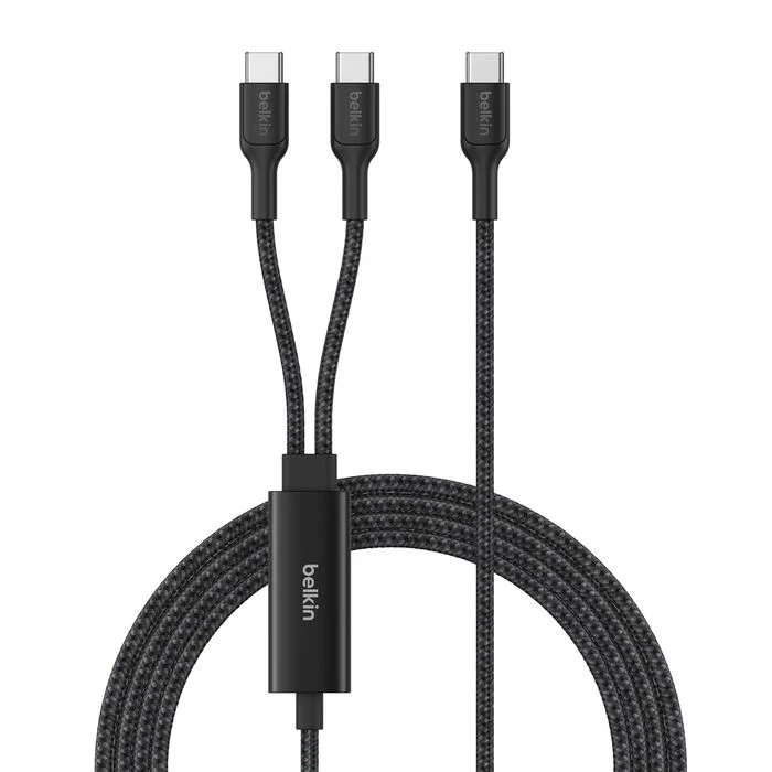 Belkin BoostCharge Pro | Gevlochten 140W USB-C/2x USB-C-kabel - 1,5 m - Zwart - Image 2