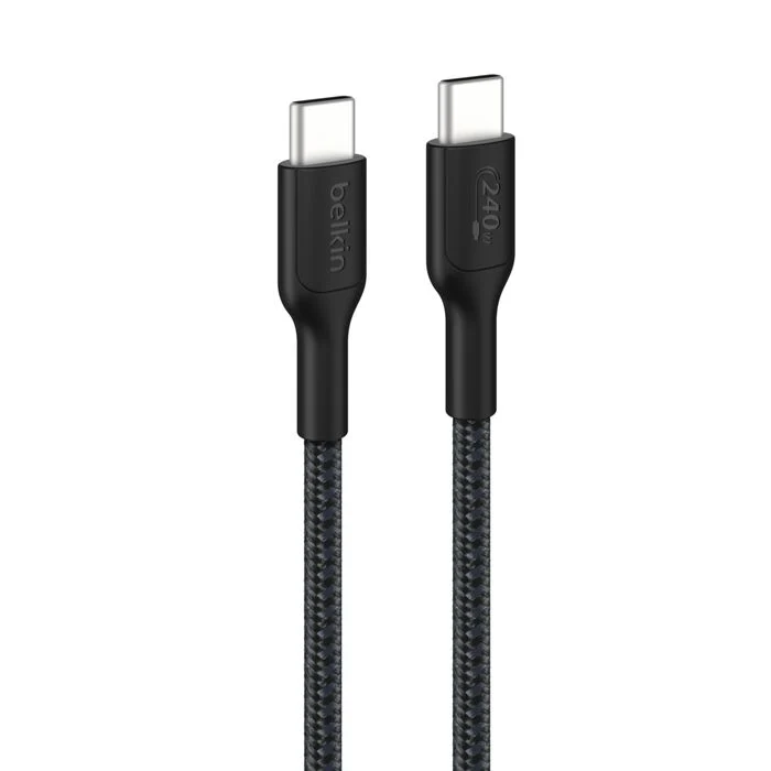Belkin BoostCharge Pro | Gevlochten USB-C/USB-C-kabel (240 W) - 3 m - Zwart