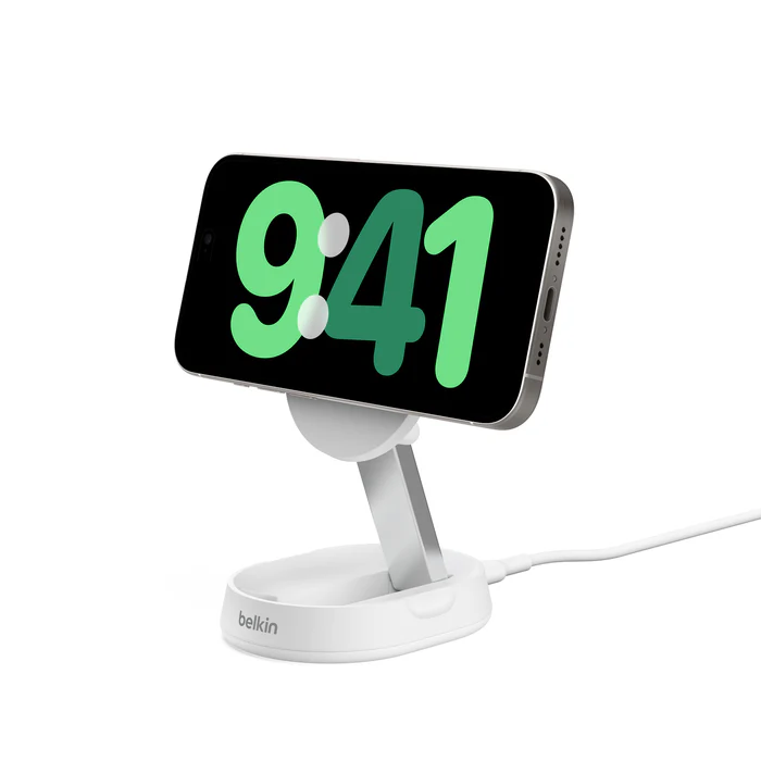 Belkin BoostCharge Pro | Verstelbare magnetische draadloze laadstand met Qi2 - Wit