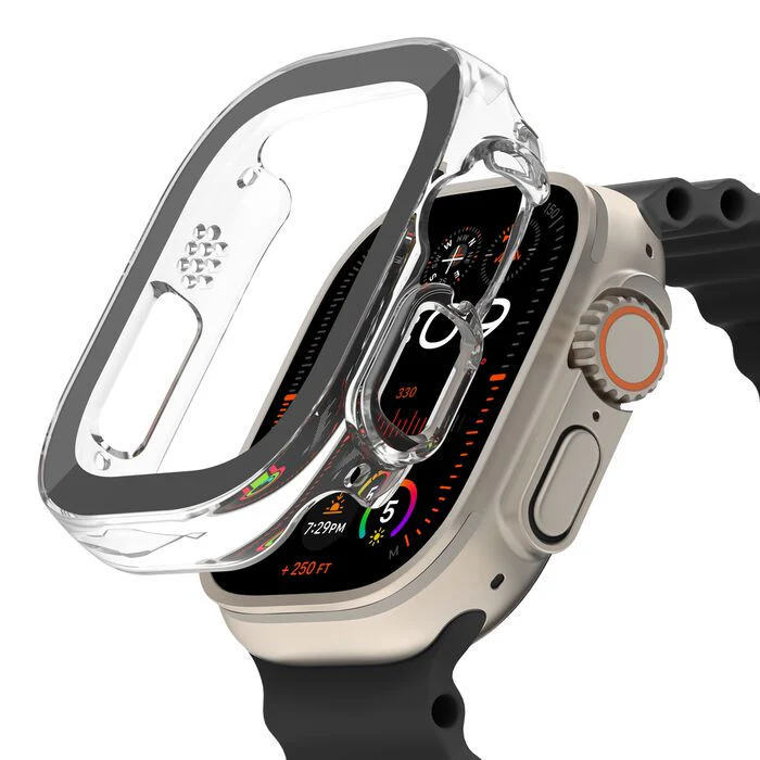 Belkin ScreenForce | TemperedCurve Antimicrobiële Screenprotector + bumper voor Apple Watch Ultra - Transparant