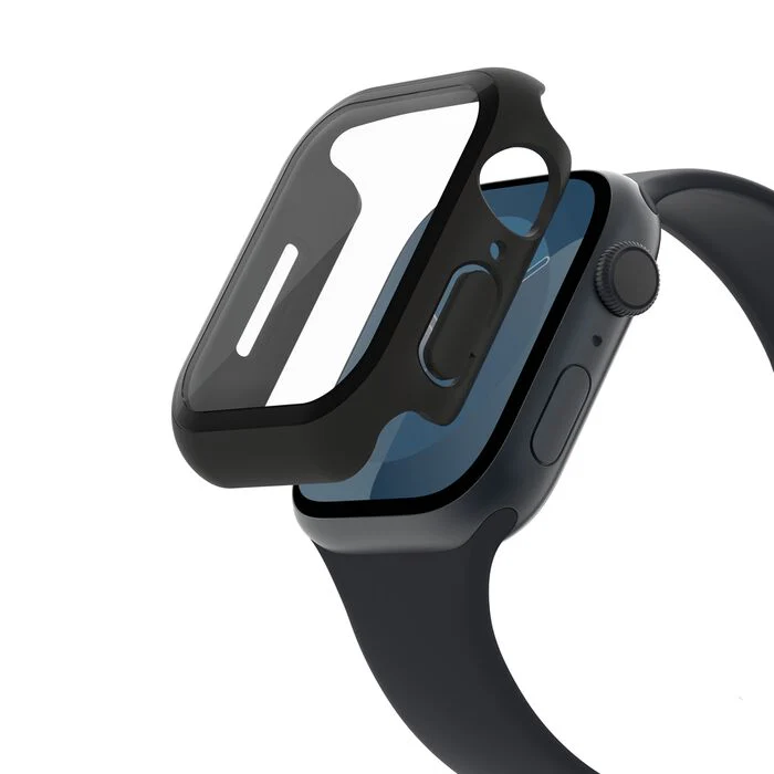 Belkin ScreenForce | TemperedCurve Antimicrobiële Screenprotector + bumper voor Apple Watch Series 9/8/7/SE - 40/41 mm - Zwart