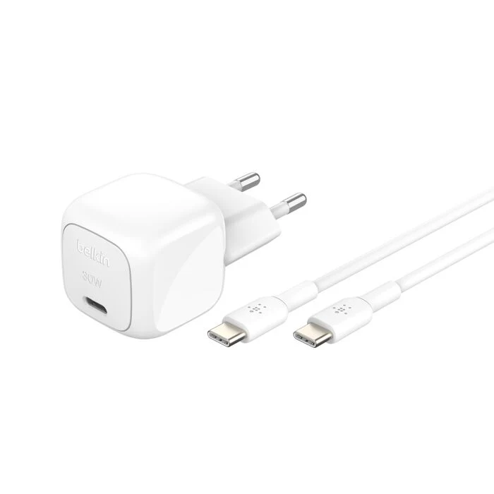 Belkin BoostCharge | USB-C-wandlader (30 W) + USB-C/USB-C-kabel - 1 m - Wit