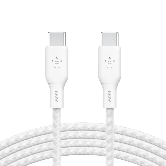 EOL Belkin BoostCharge | gevlochten siliconen USB-C/USB-C-kabel (100W) - 3m - Wit - Image 2