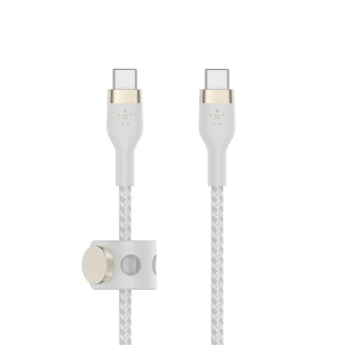 Belkin BoostCharge Pro Flex | Gevlochten siliconen USB-C/USB-C-kabel - 2m - Wit