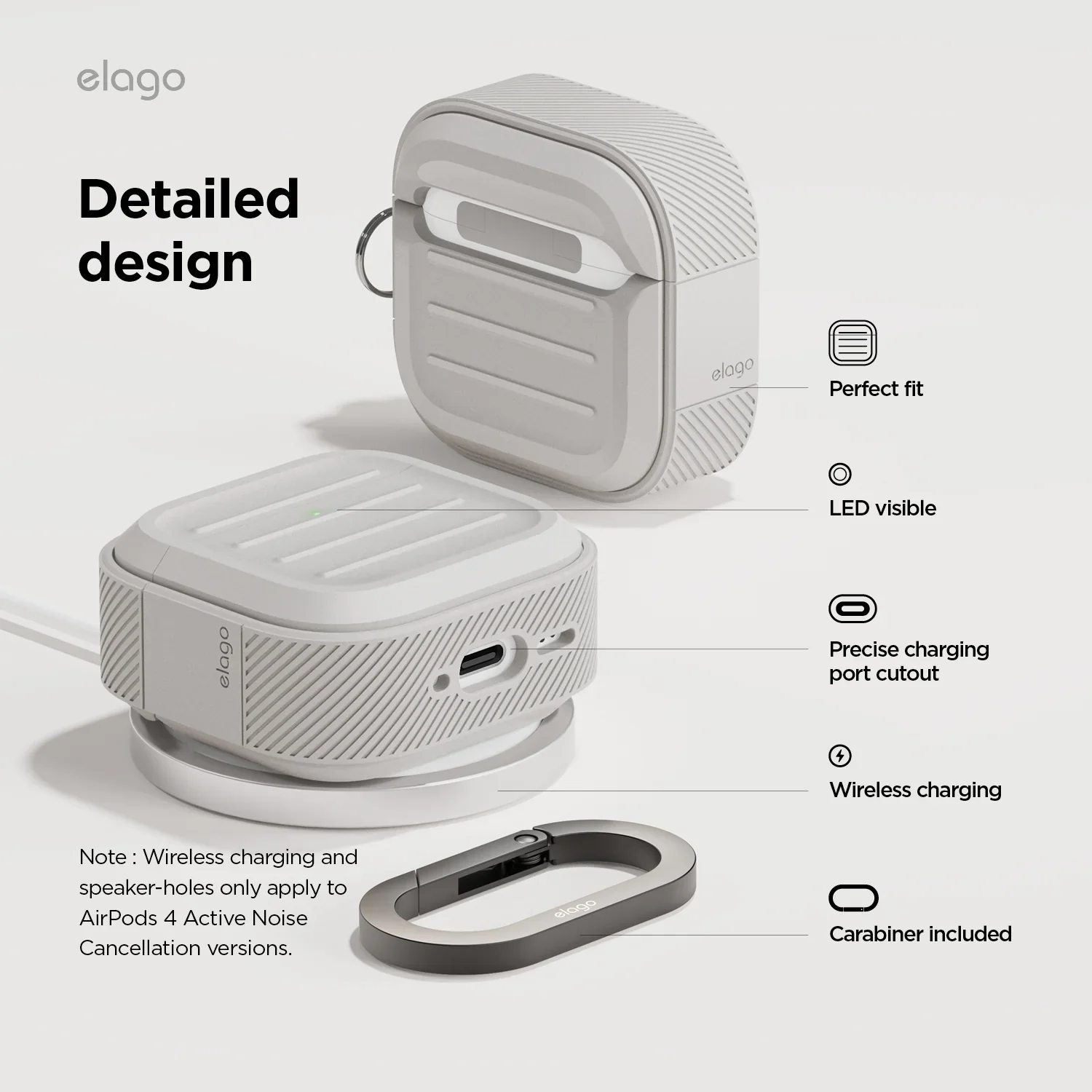 Elago Armor Protective Hang Case voor AirPods 4 - Beige - Image 4