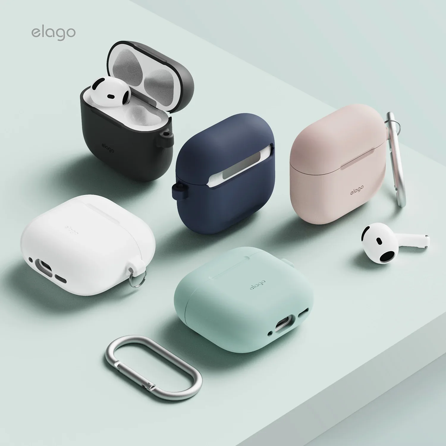 Elago Silicone Hang Case voor AirPods 4 - Wit (Nightglow blue) - Image 6