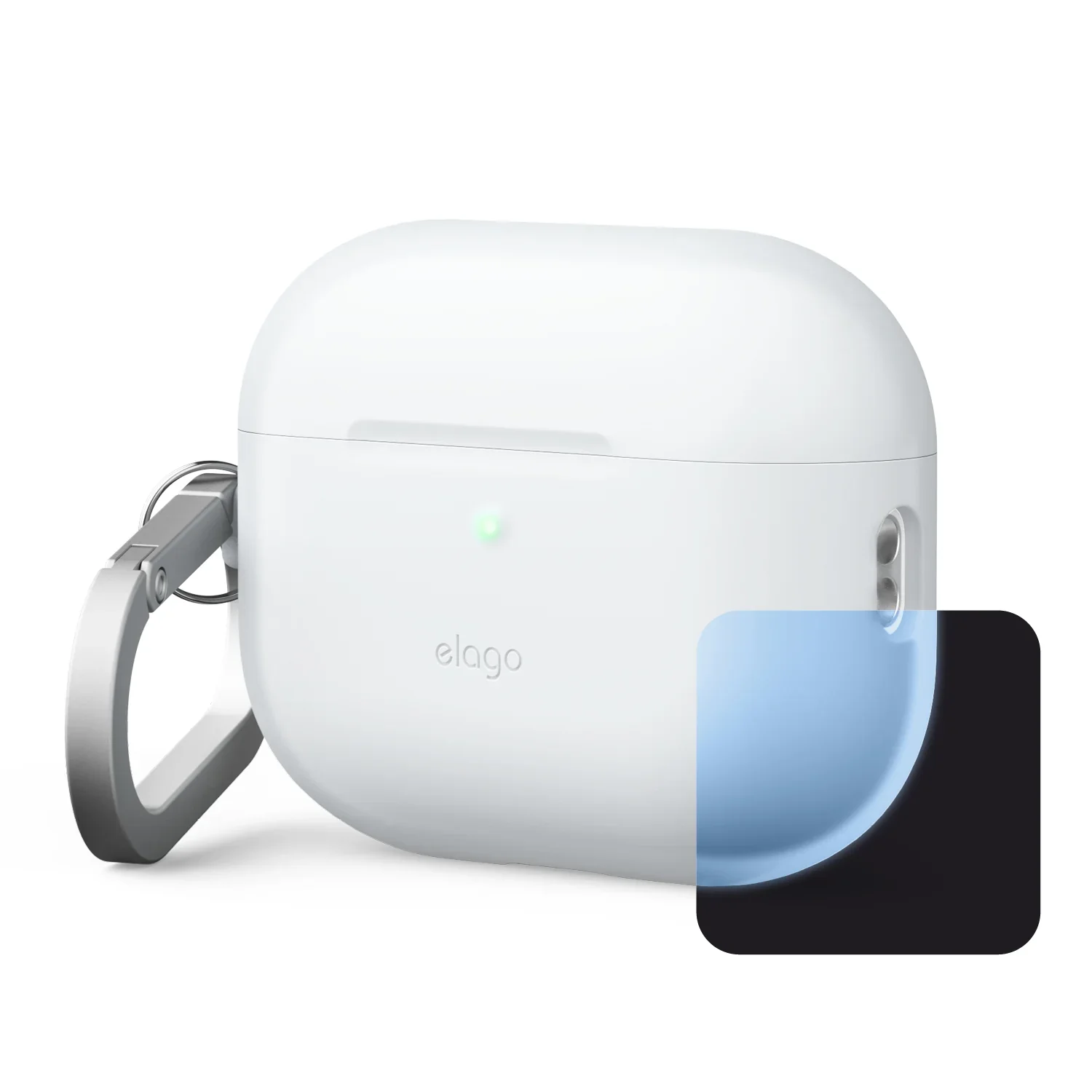 Elago Silicone Hang Case voor AirPods Pro (3e gen.) - Wit (Nightglow Blue)