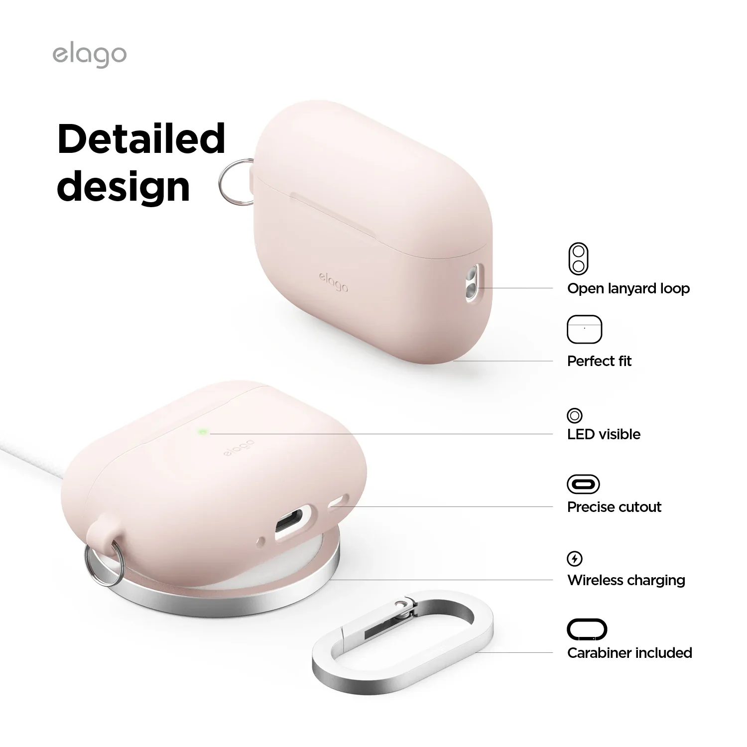 Elago Silicone Hang Case voor AirPods Pro (3e gen.) - Wit (Nightglow Blue) - Image 5