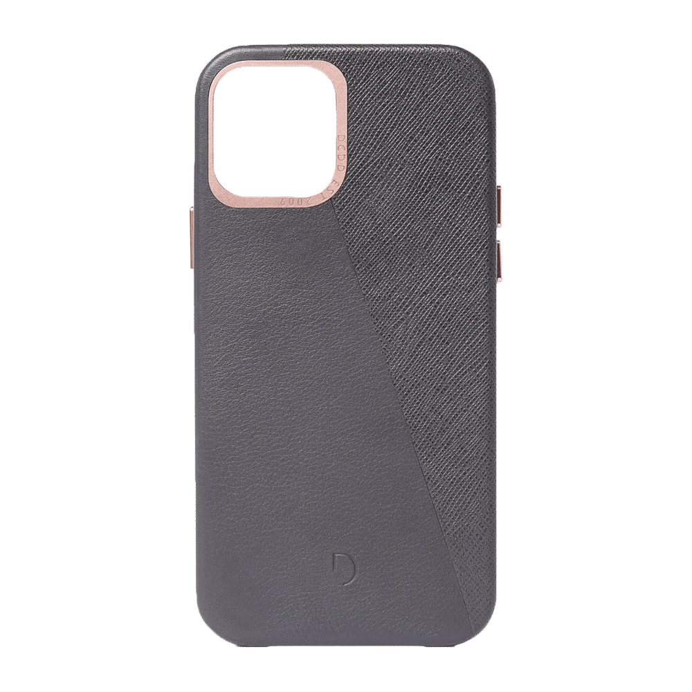 Decoded Leren Backcover voor iPhone 12 mini - Antraciet/Roségoud