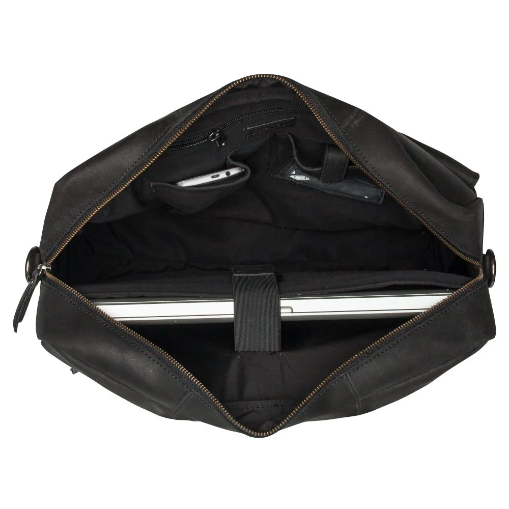 EOL Burkely Leren draagtas met powerbank voor MacBook Pro 15/16-inch - On The Move - Zwart - Image 3