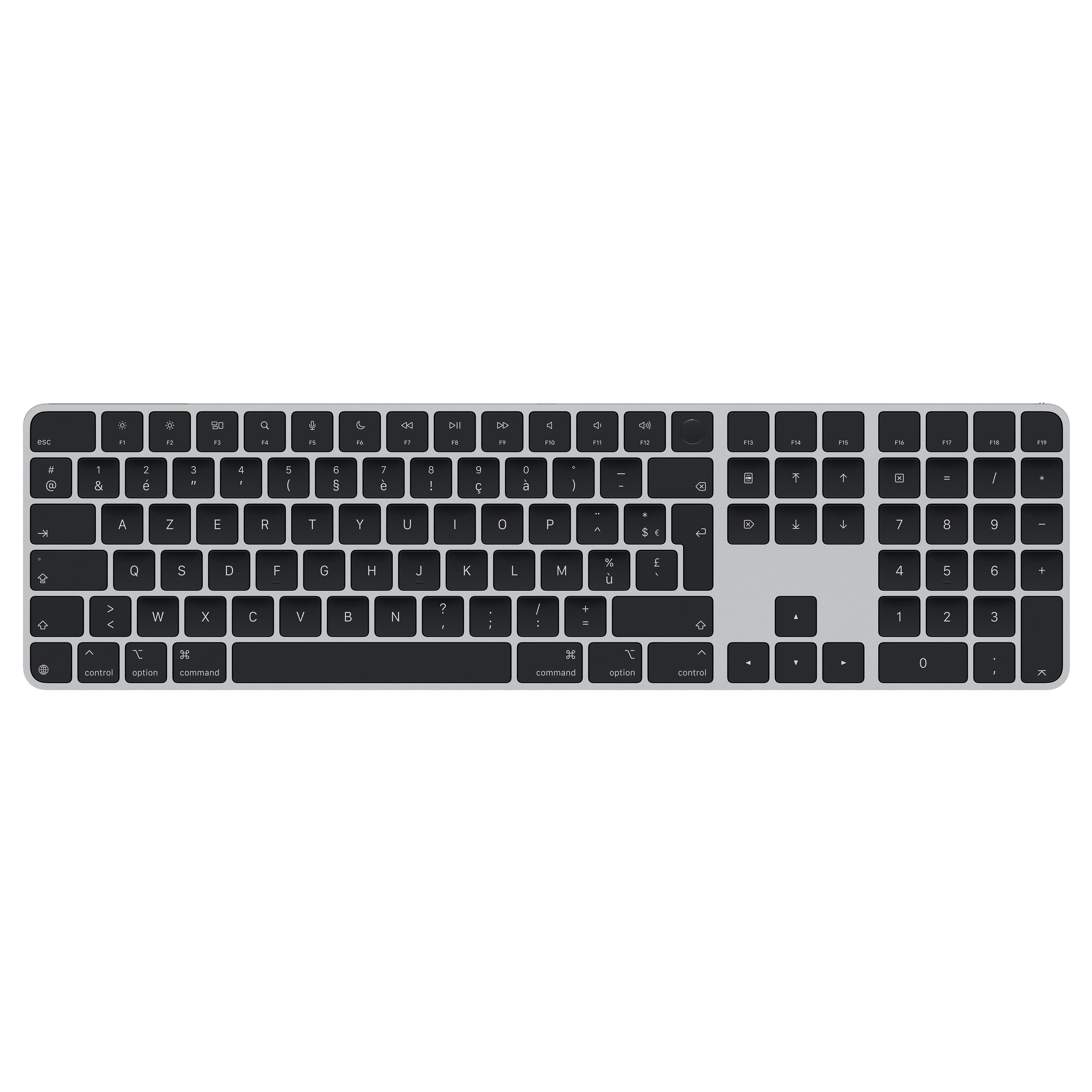 Magic Keyboard met Touch ID en numeriek toetsenblok voor Mac-modellen met Apple silicon - Frans - Zwarte toetsen (USB-C)