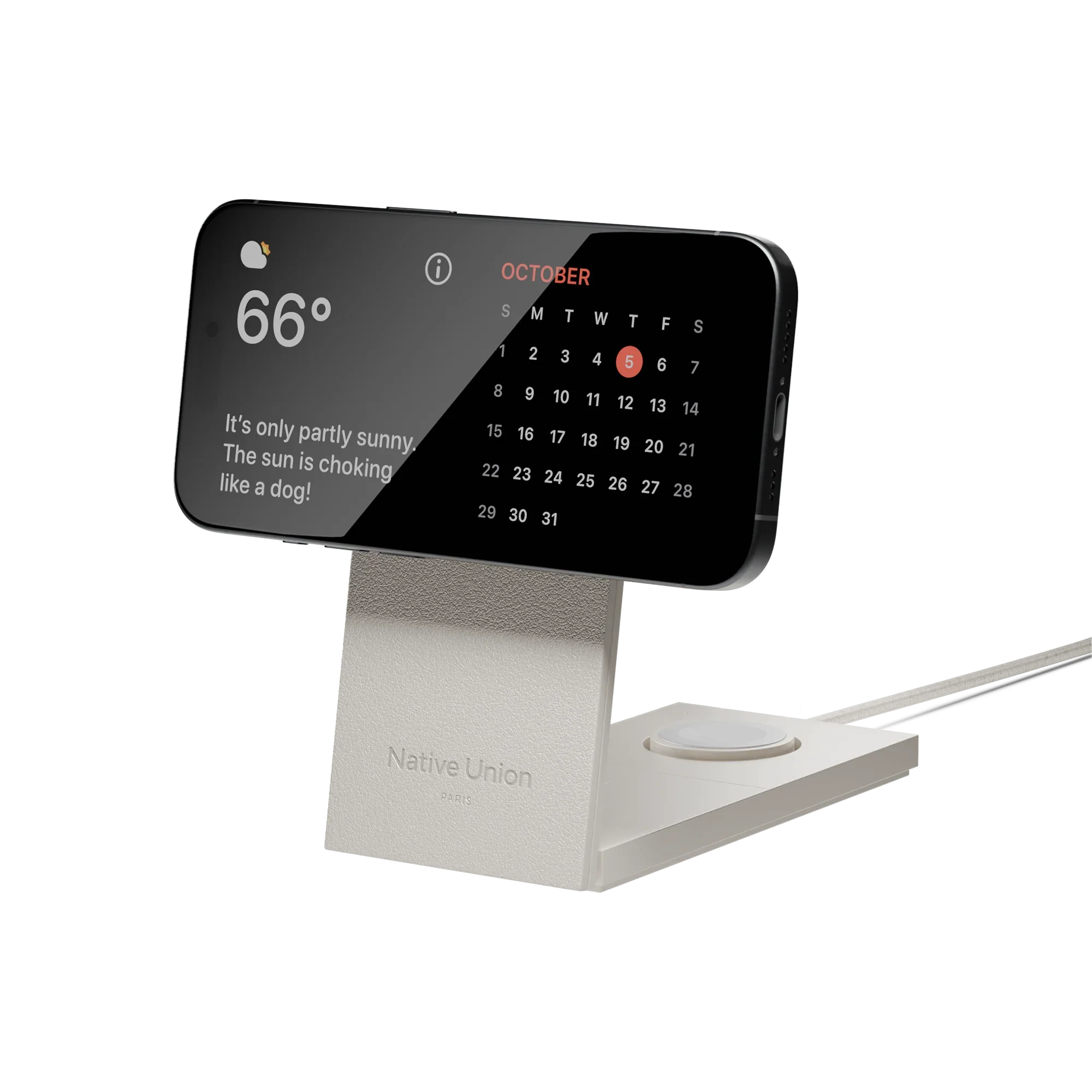 Native Union Rise | 3-in-1 magnetisch draadloze lader met Qi2 - Zandsteen - Image 2