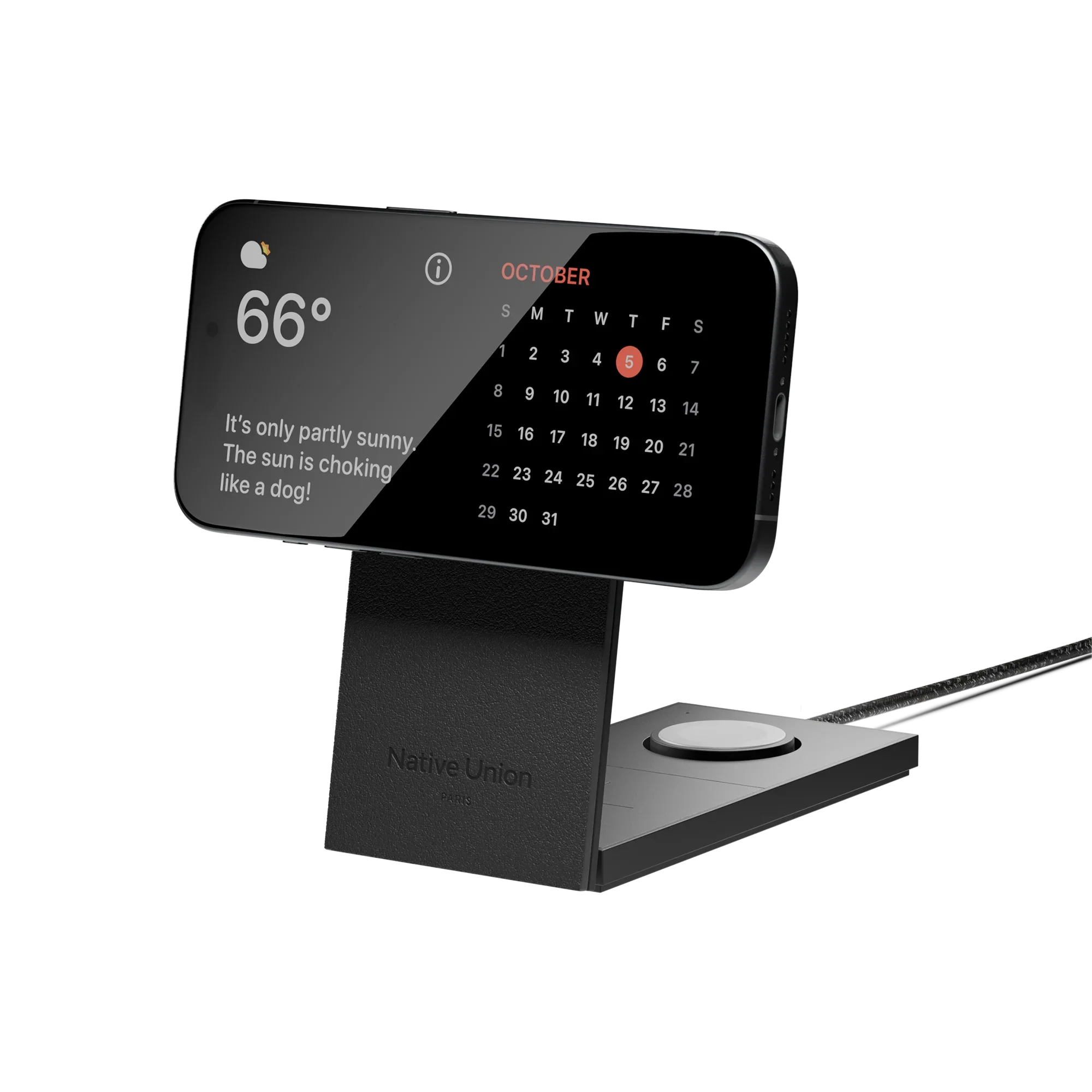 Native Union Rise | 3-in-1 magnetisch draadloze lader met Qi2 - Zwart - Image 2