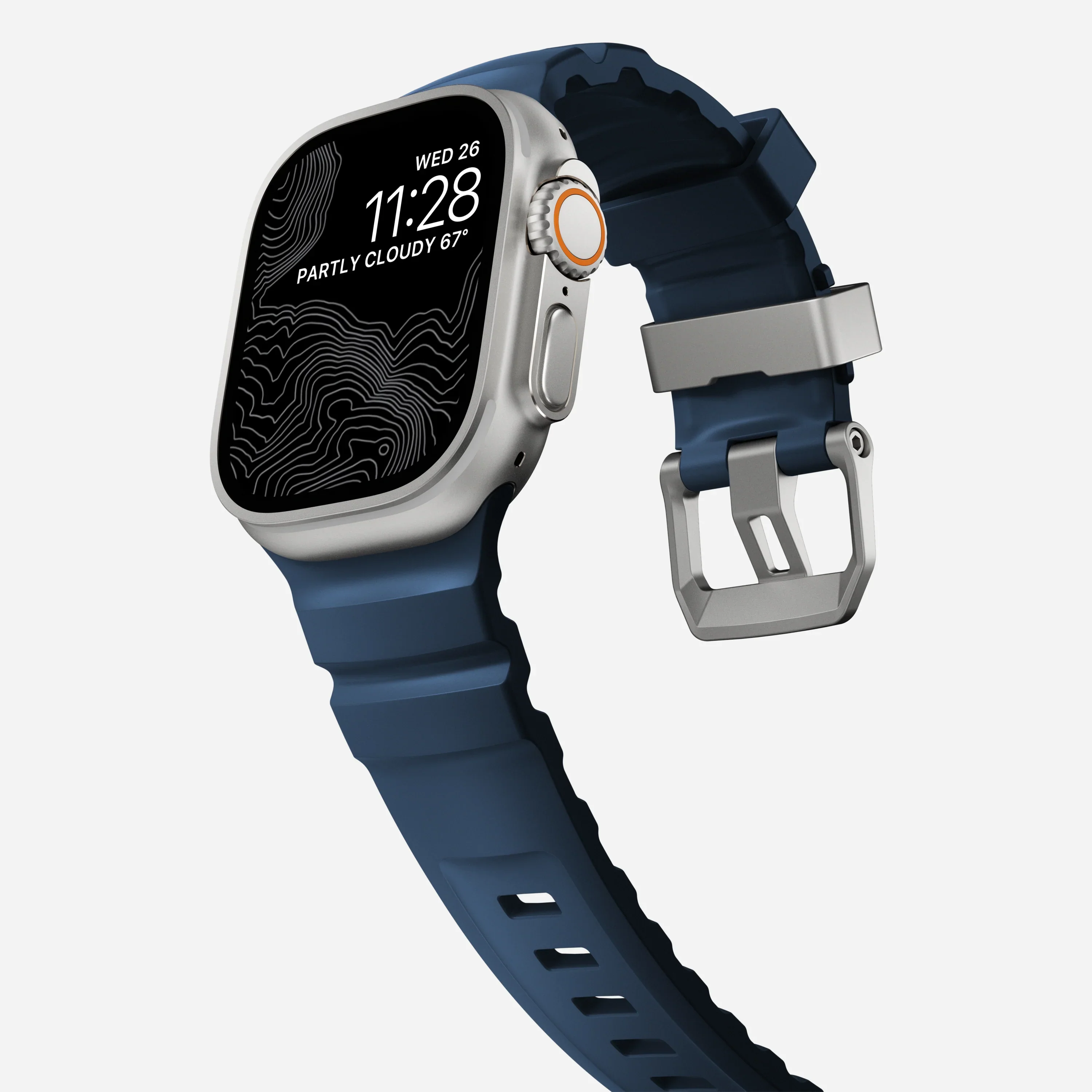 Nomad Rocky Point bandje - 44/45/46/49 mm - Atlantisch blauw - Zilveren hardware - Image 3
