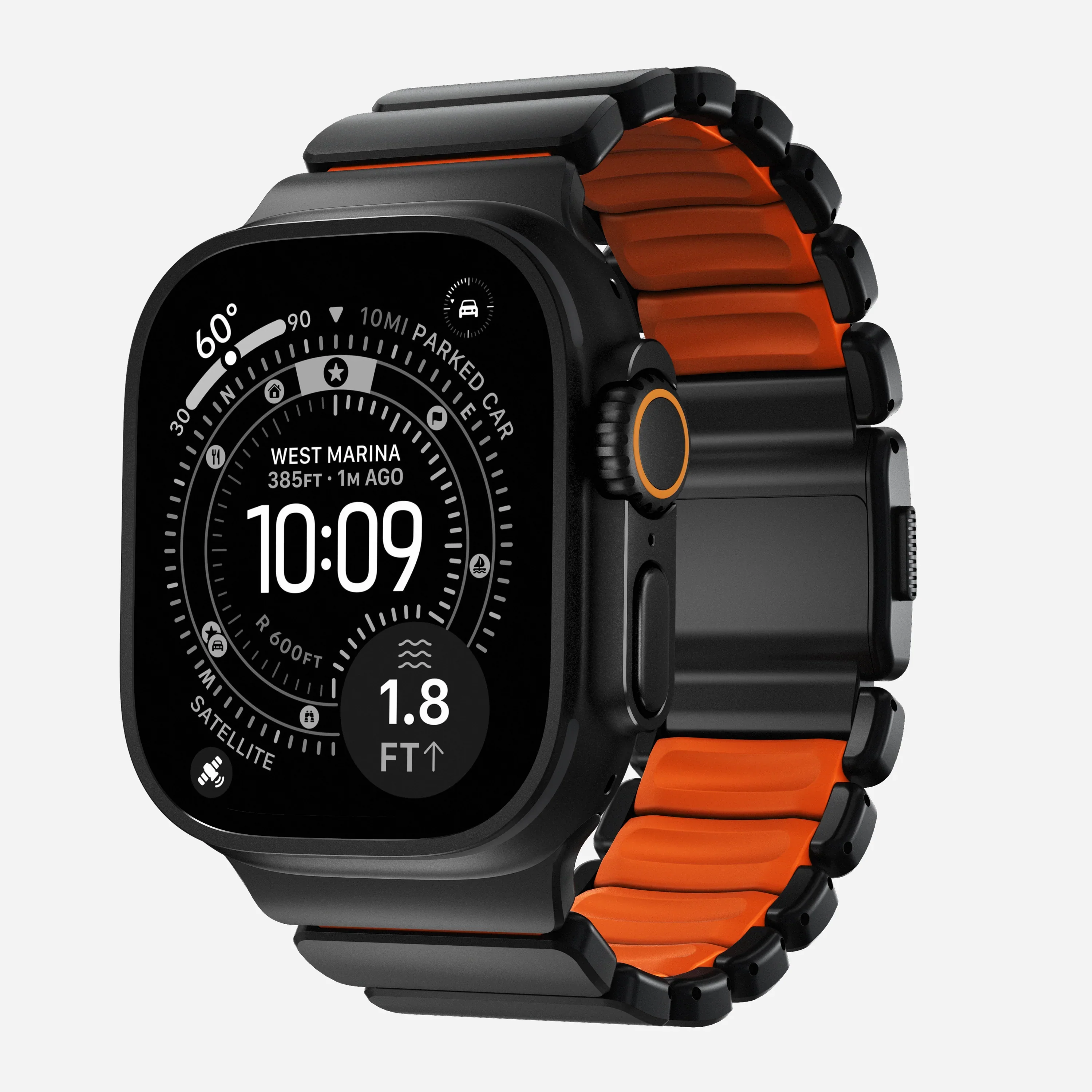 Nomad Stratos bandje - Zwarte hardware - 44/45/46/49 mm - Oranje - Image 2