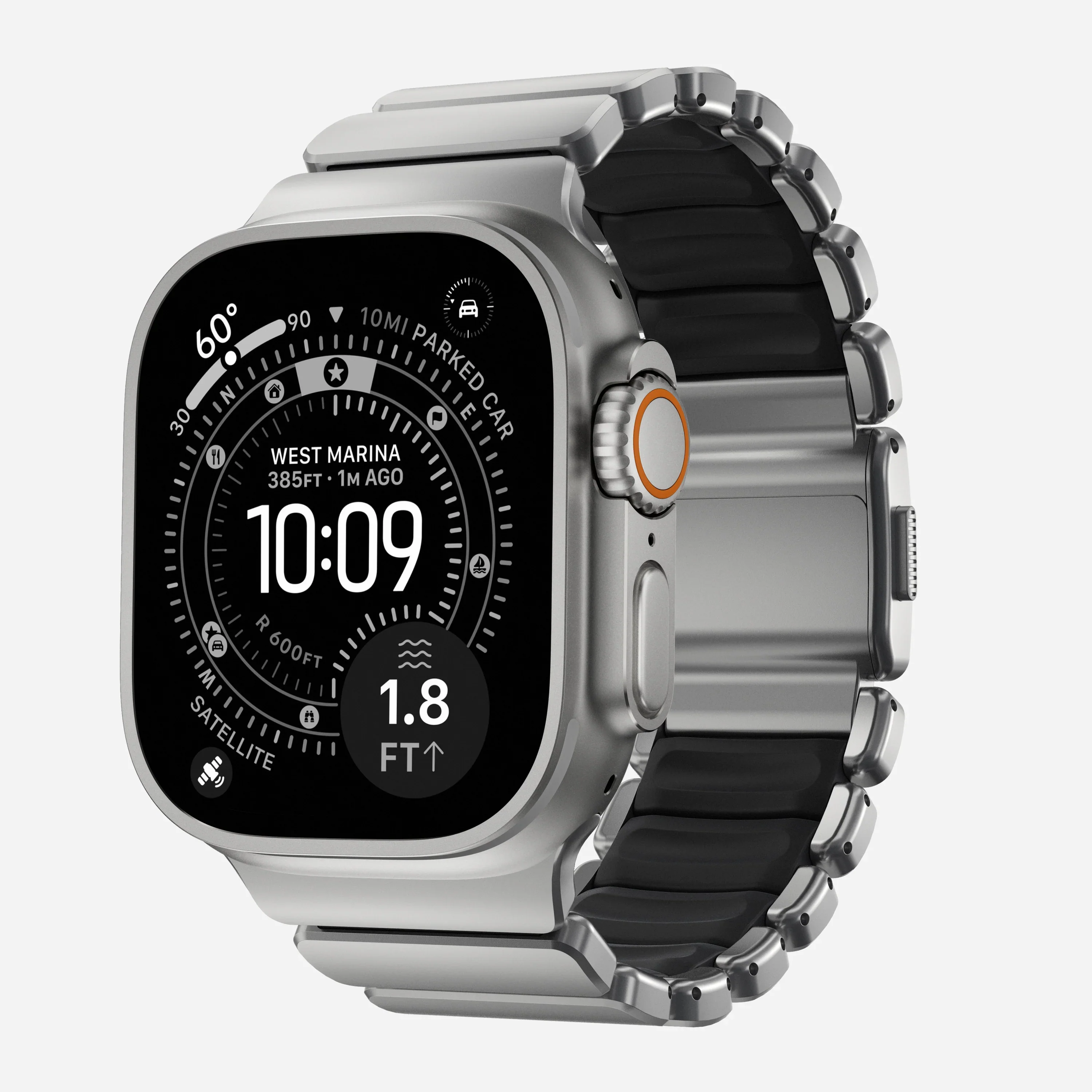 Nomad Stratos bandje - Naturel hardware - 44/45/46/49 mm - Zwart - Image 2