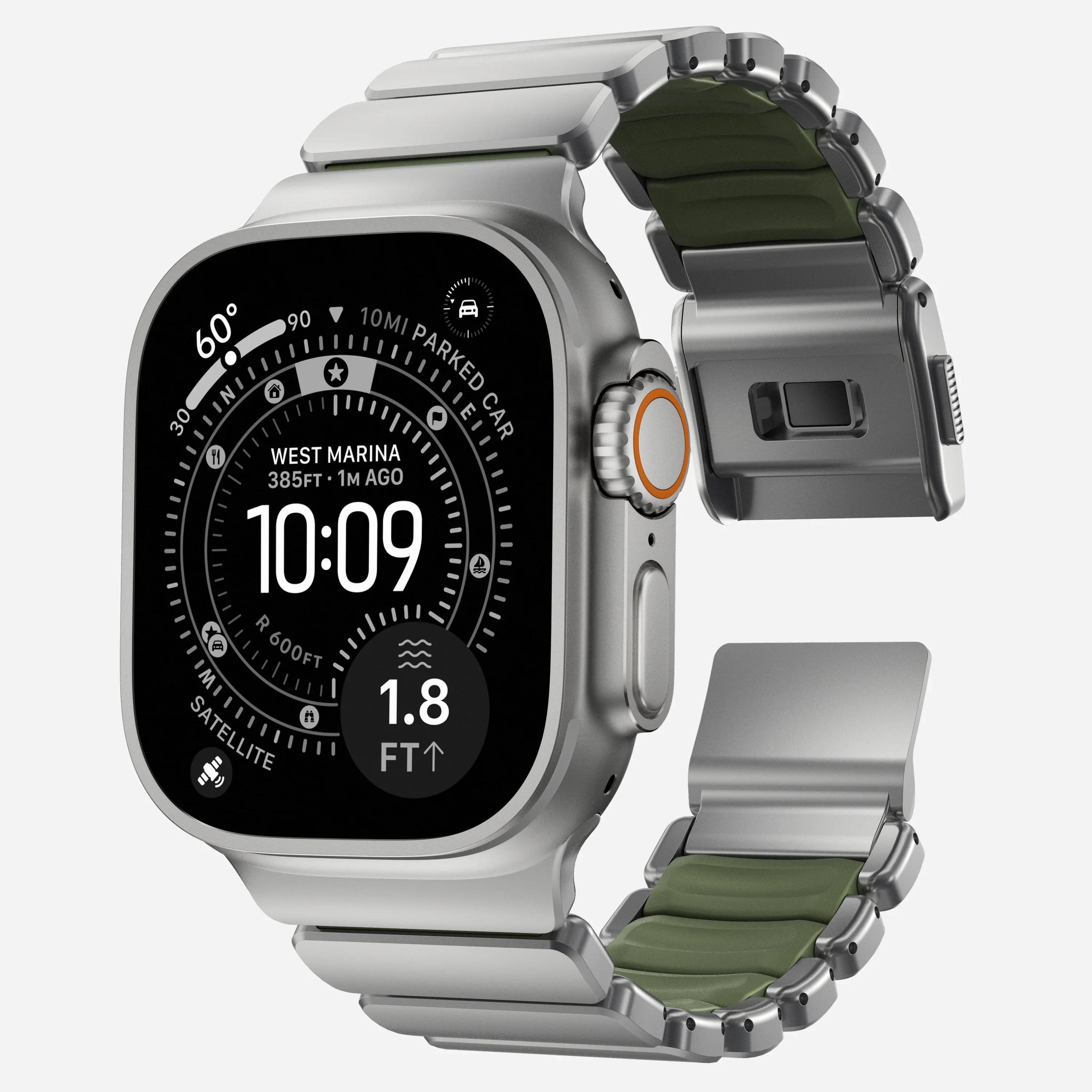 Nomad Stratos bandje - Naturel hardware - 44/45/46/49 mm - Bosgroen - Image 3