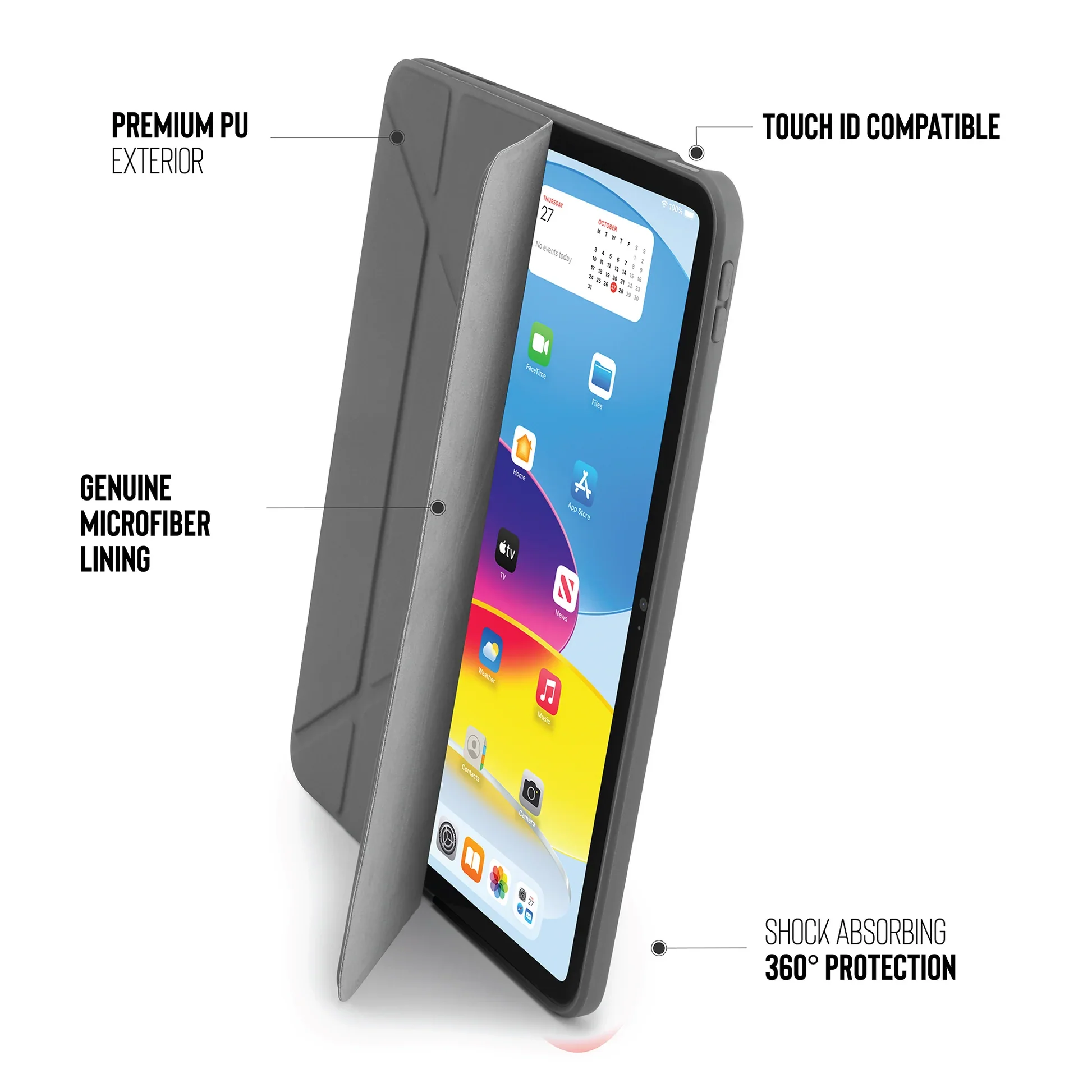 Pipetto Origami Case voor iPad (10e gen./A16) - Donkergrijs - Image 4
