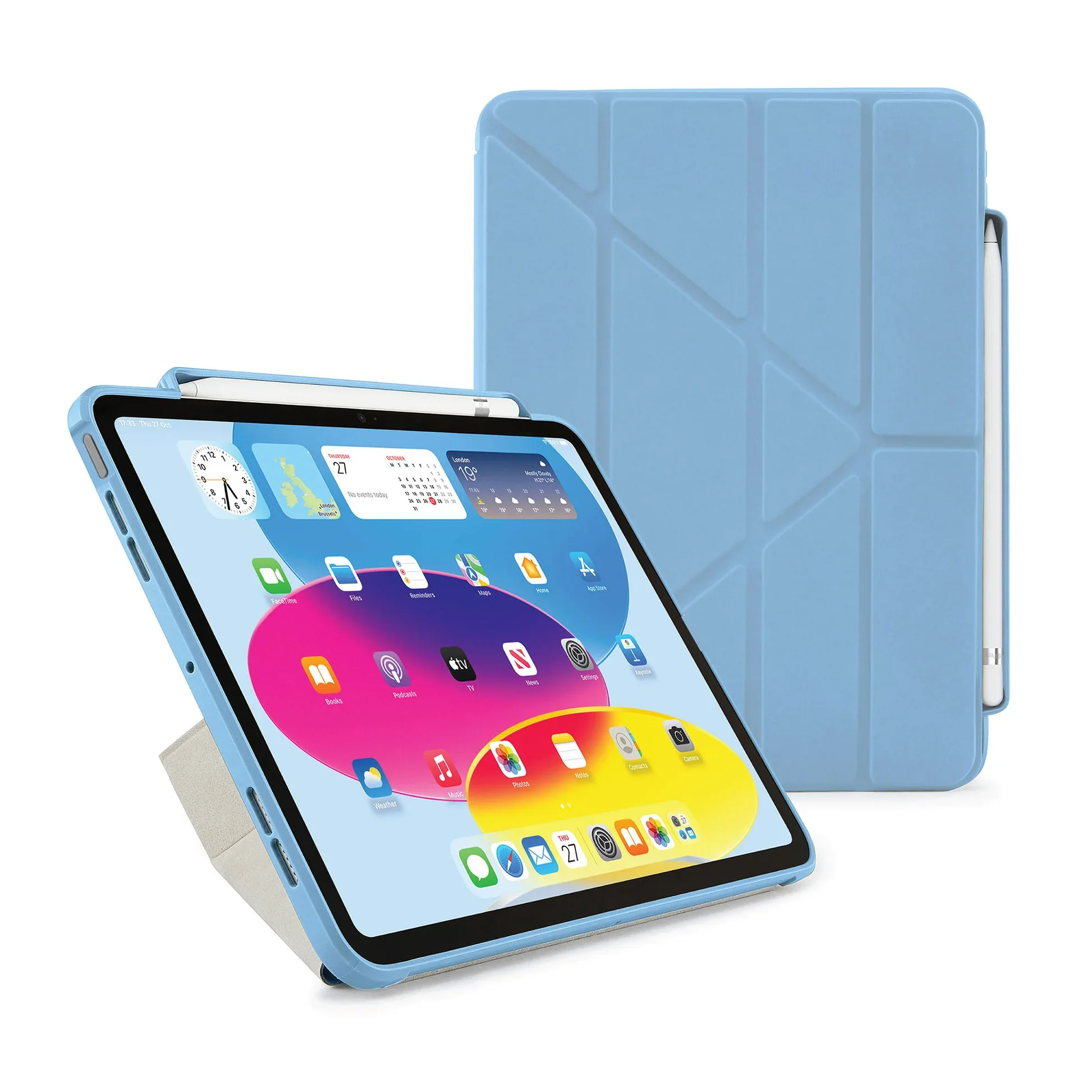 Pipetto Origami Pencil Case voor iPad (10e gen./A16) - Lichtblauw