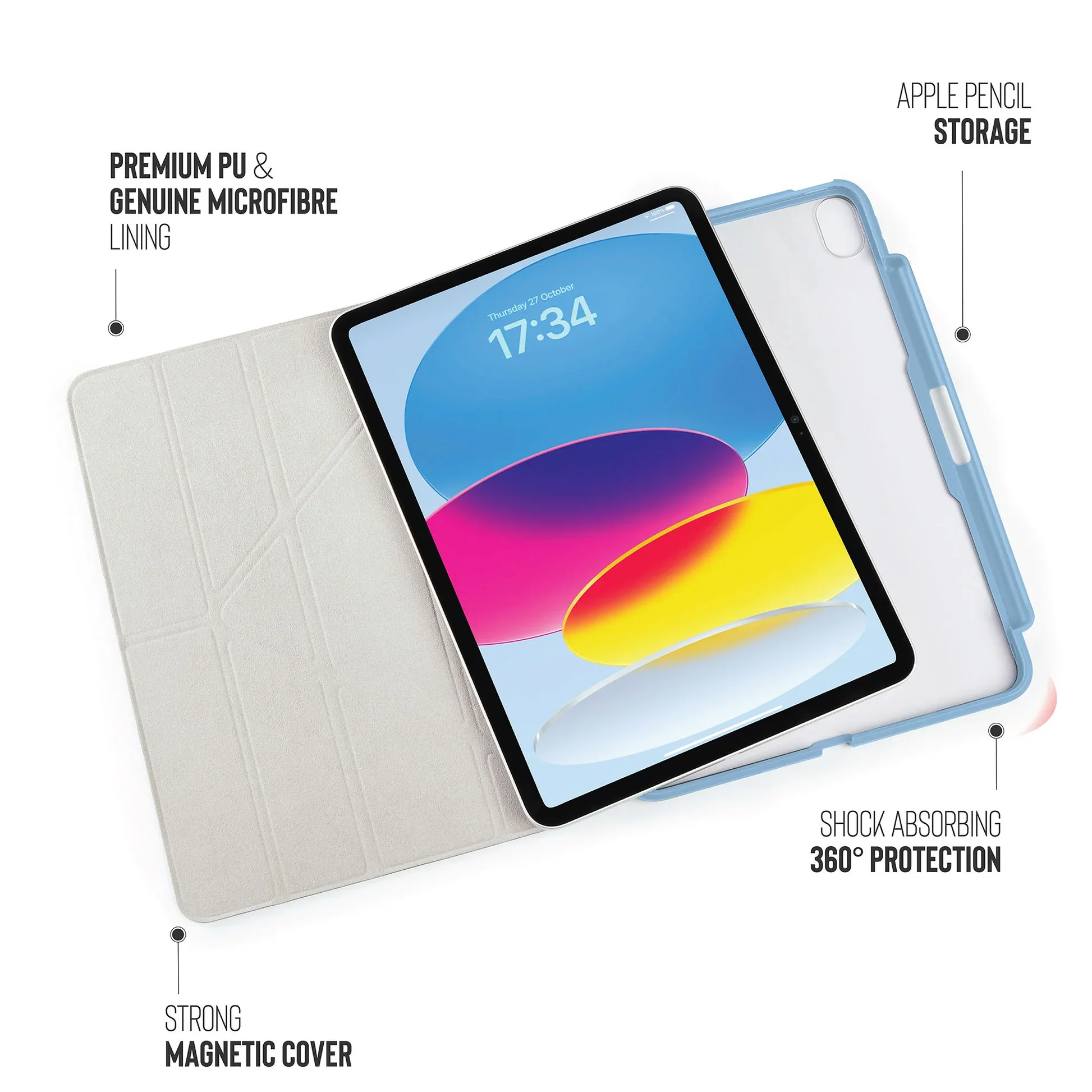 Pipetto Origami Pencil Case voor iPad (10e gen./A16) - Lichtblauw - Image 4