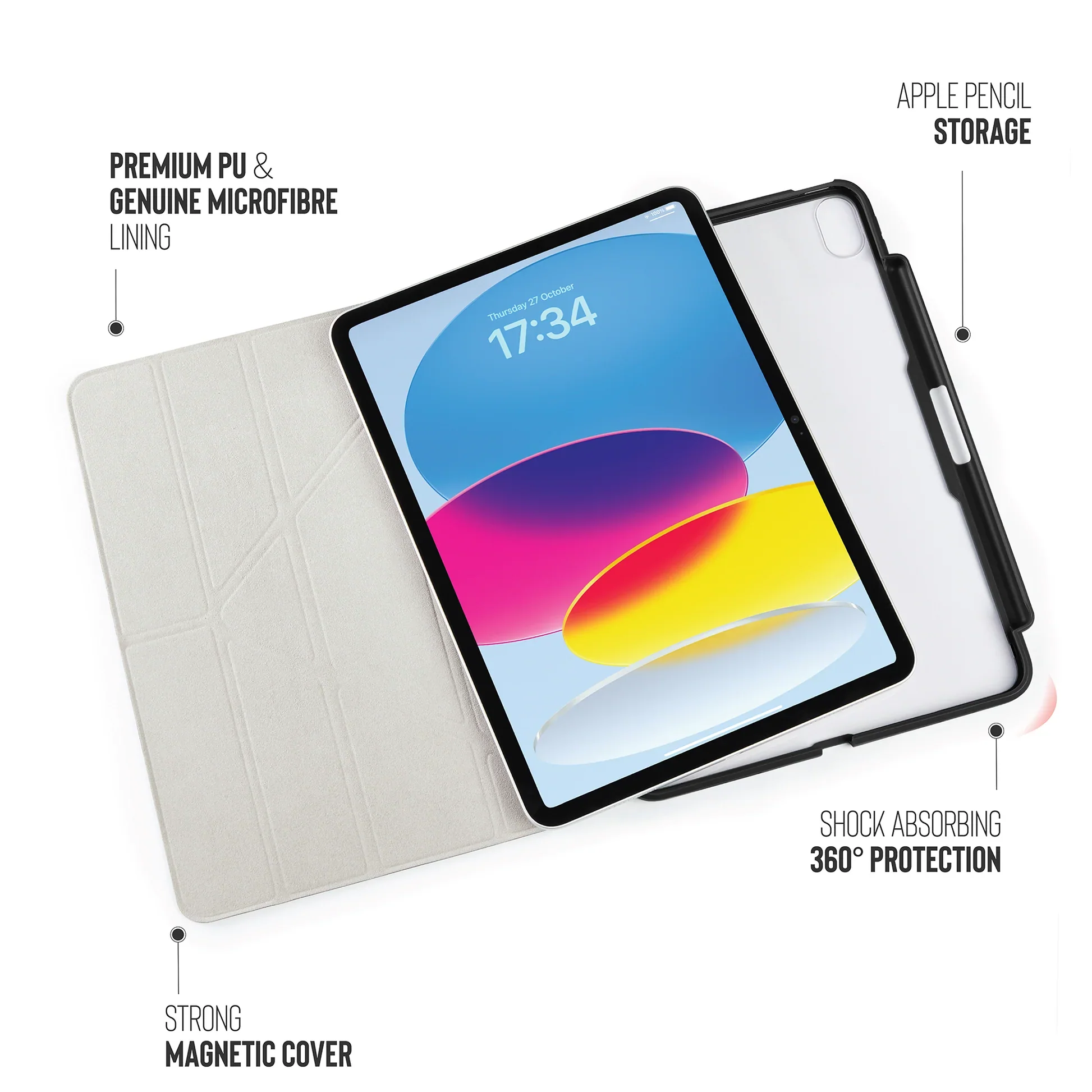 Pipetto Origami Pencil Case voor iPad (10e gen./A16) - Zwart - Image 4