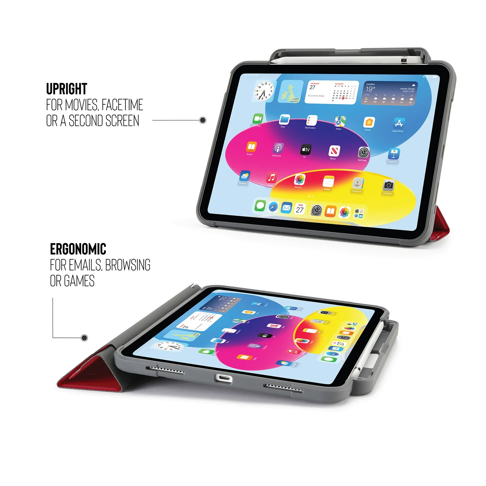 EOL Pipetto Origami Pencil Shield voor iPad (10e gen./A16) - Donkerrood - Image 2